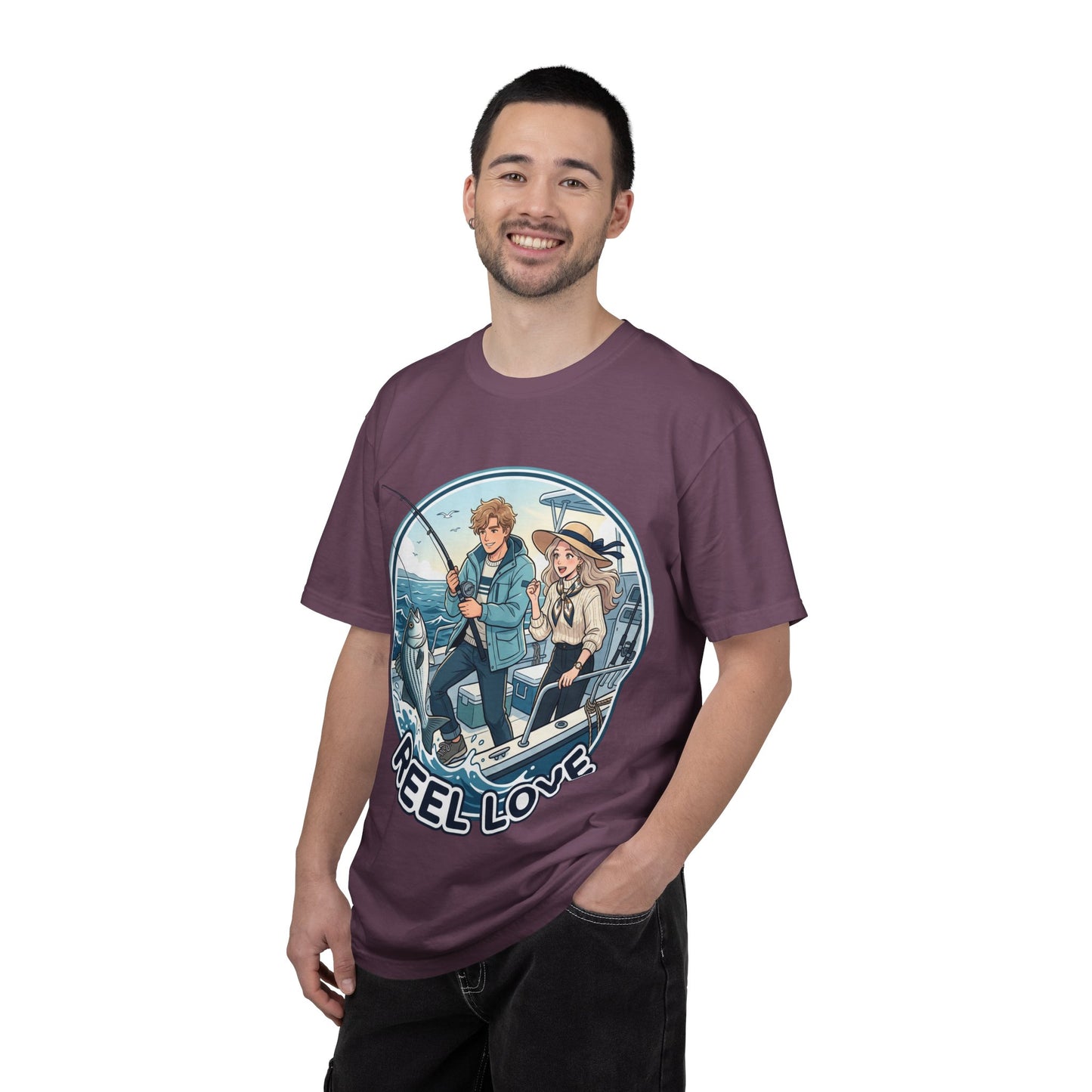Reel Love Fishing T-Shirt — Cute Couple Anglers Graphic Tee