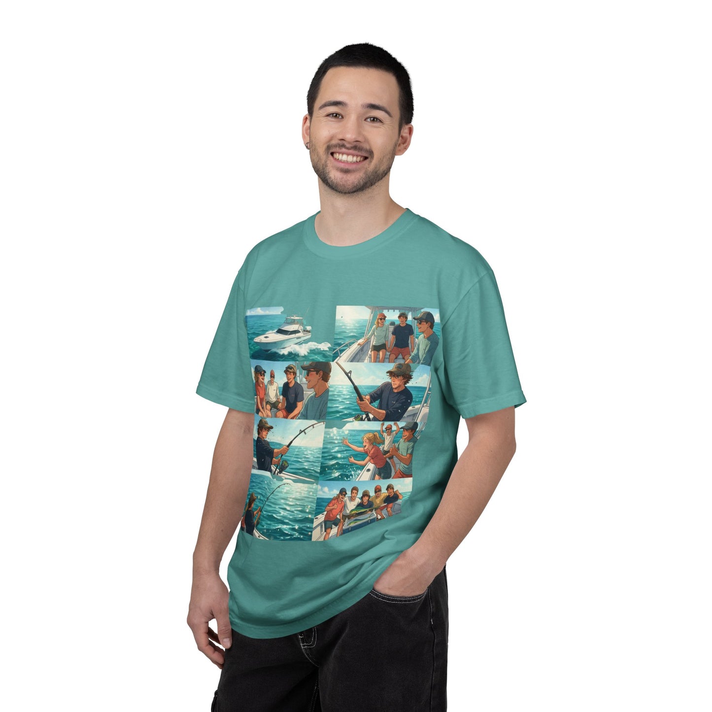 Deep Sea Energy (Friends Fishing Edition) Fishing Trip Photo Collage T-Shirt