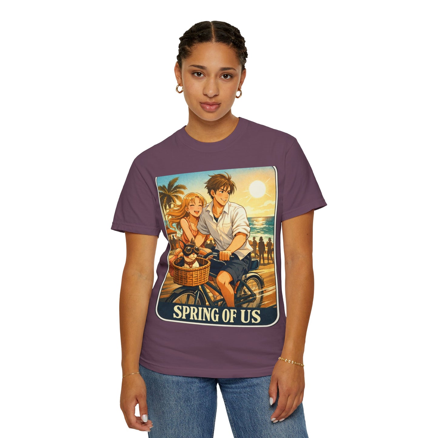 Spring of Us T-Shirt — Vintage Beach Couple Bicycle Design