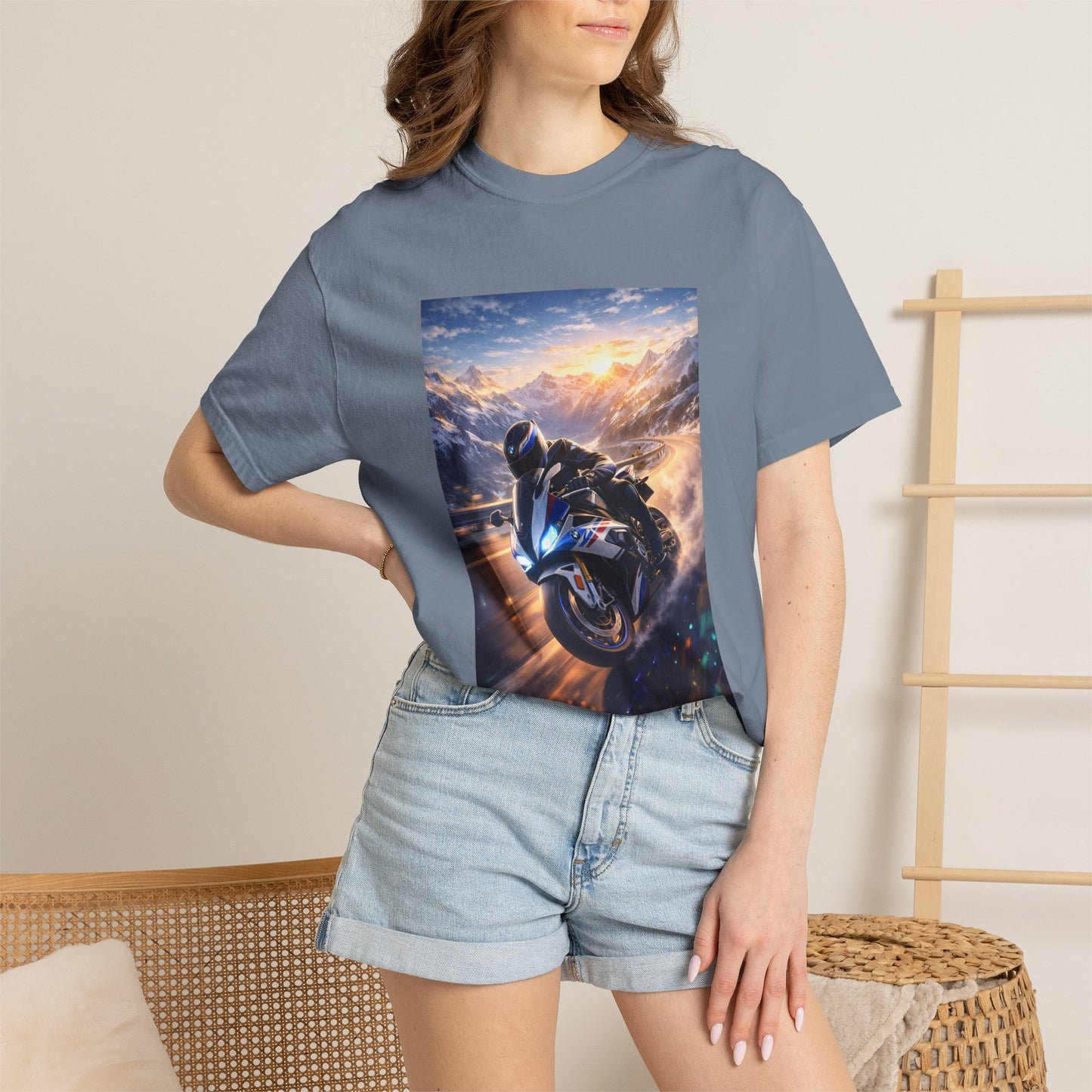 BMW S1000RR ALPINE GHOST RIDE - T‑Shirt — Sportbike Skyline Graphic Tee