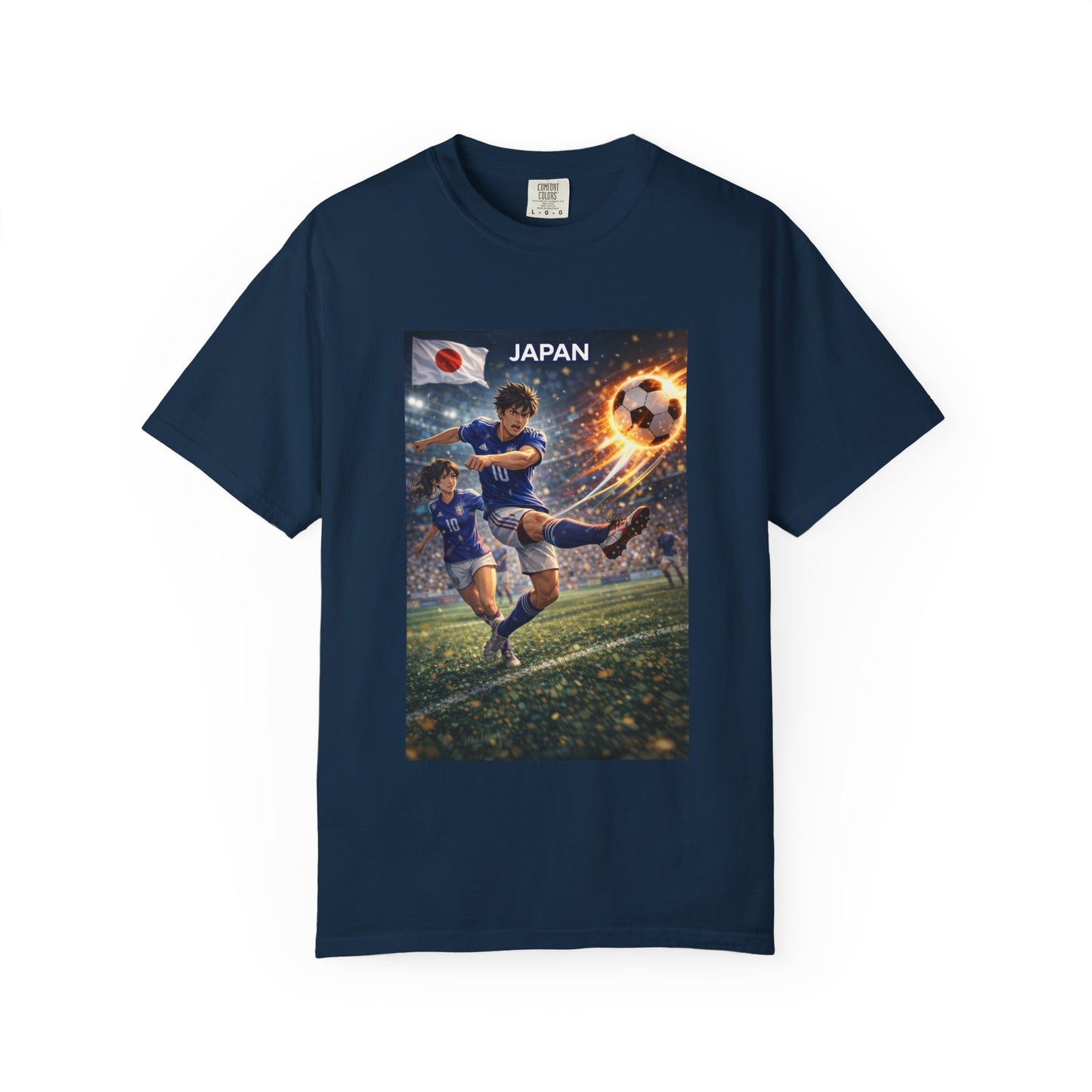 Japan Soccer Team Graphic T‑Shirt — Dynamic Football Players Design