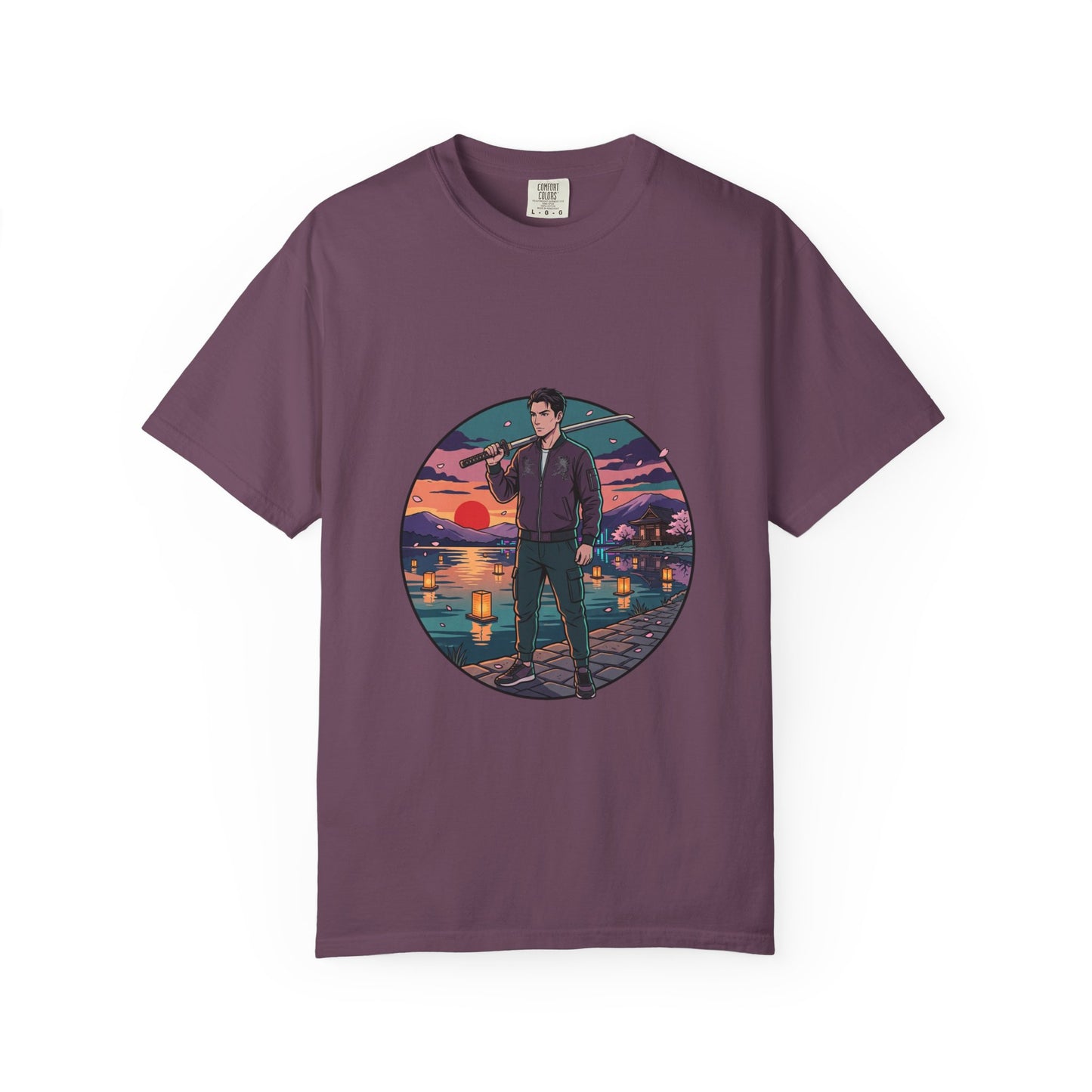 Vintage Night Harbor T-Shirt — Retro Sunset Fisherman Graphic Tee