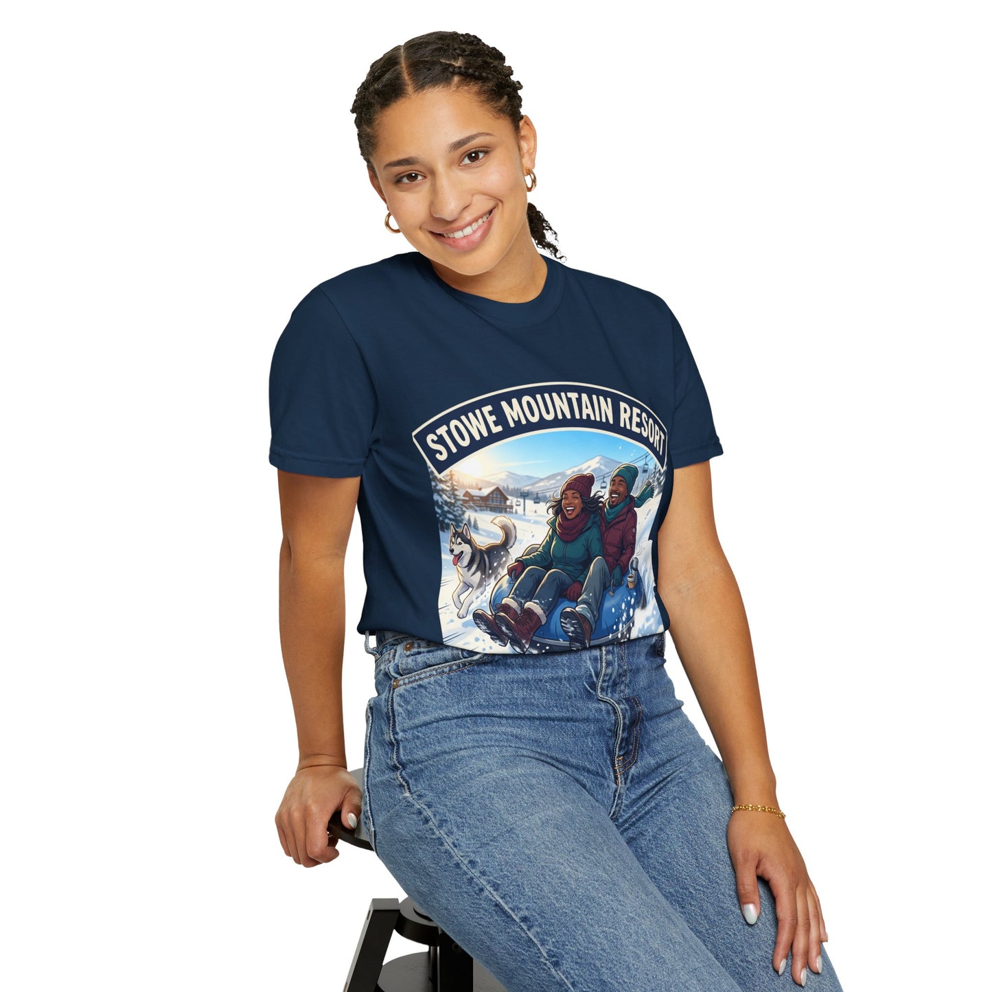 Stowe Mountain Resort Snow Tubing T-Shirt — "Vermont Joy" Winter Apparel