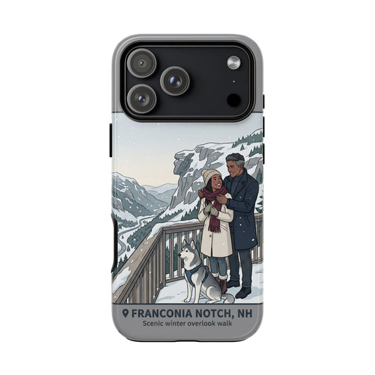 Winter Scenic Phone Case — Franconia Notch NH Couples & Husky Design