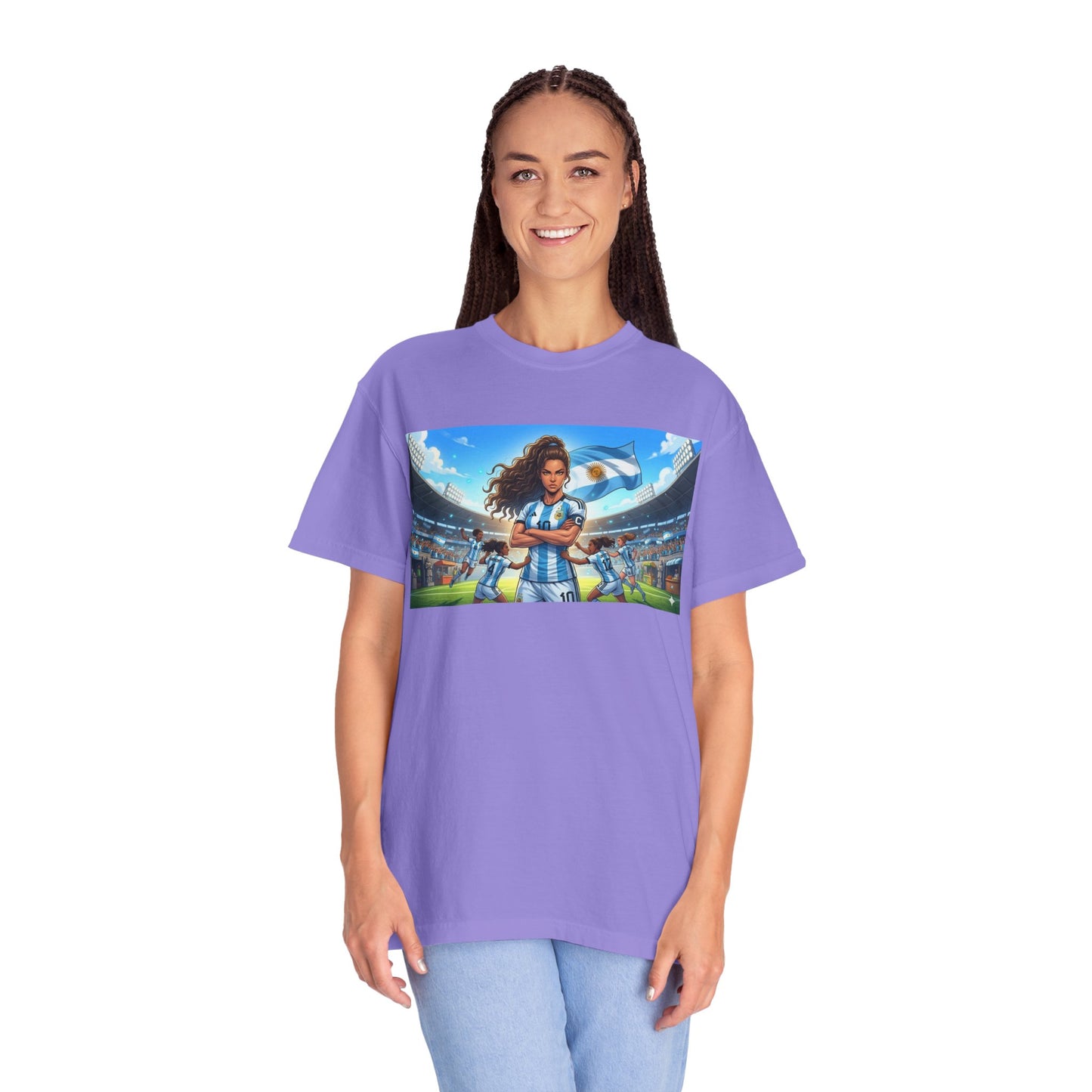 Argentina Soccer Heroine Stadium T-Shirt – Female Soccer Player Graphic Tee