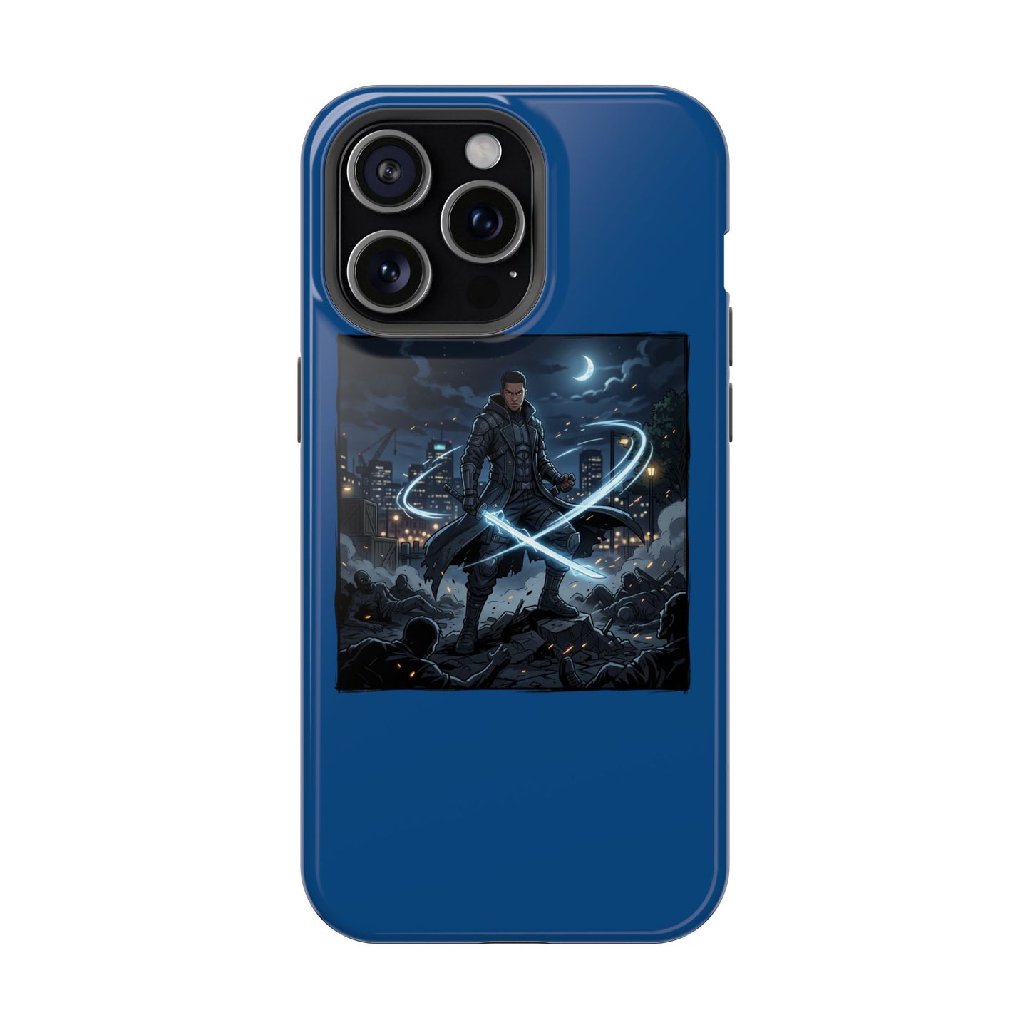 Magnetic Impact-Resistant Phone Case — Night Warrior Sci‑Fi Design