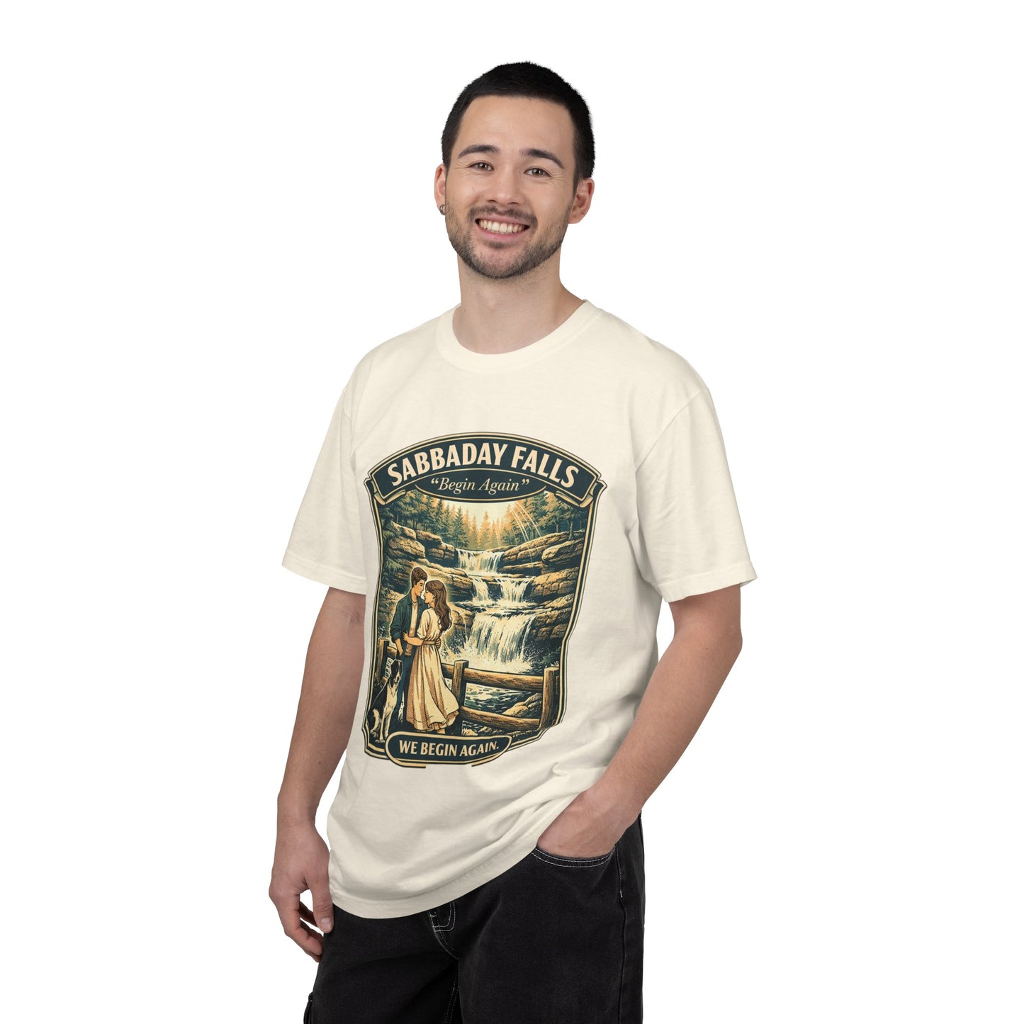Sabbaday Falls 'We Begin Again' Vintage Nature T-Shirt