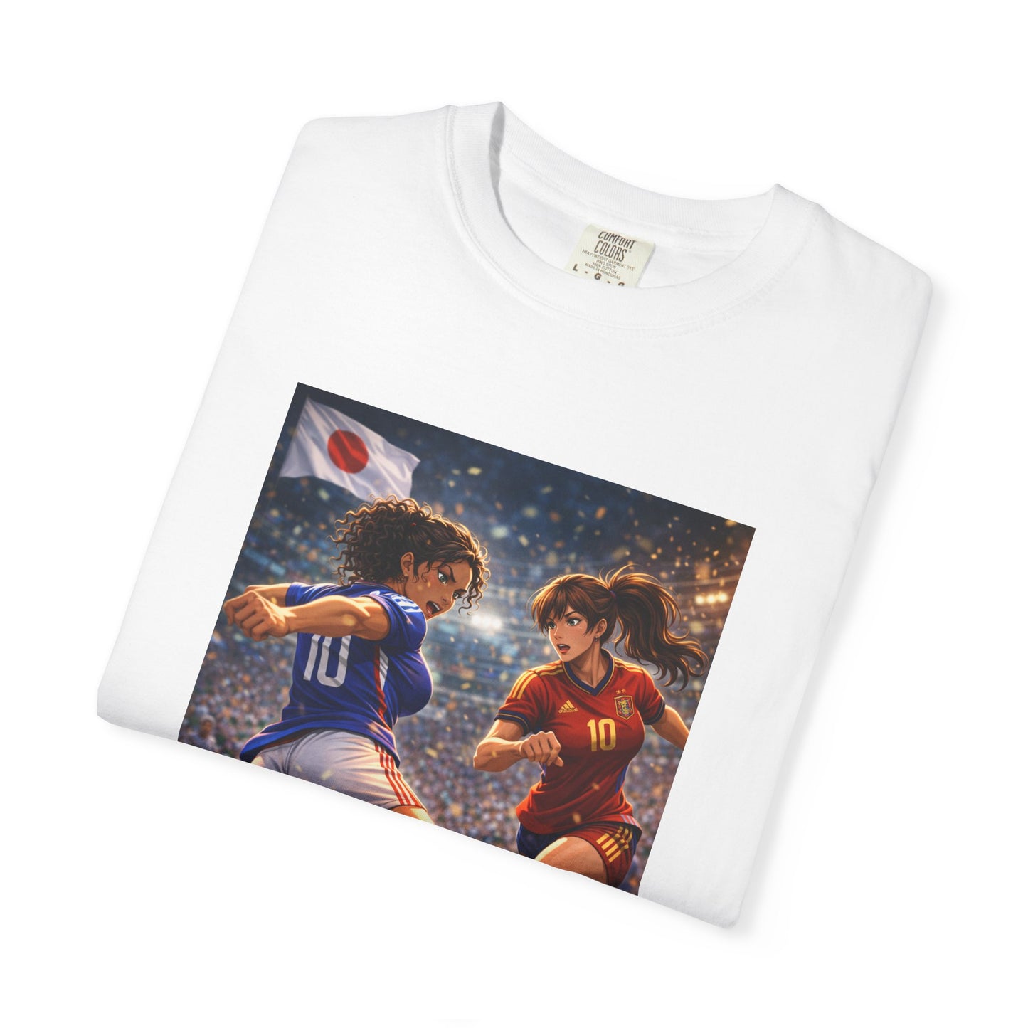 JAPAN Soccer Duel Graphic T-Shirt — Intense Japan vs Spain Football Art