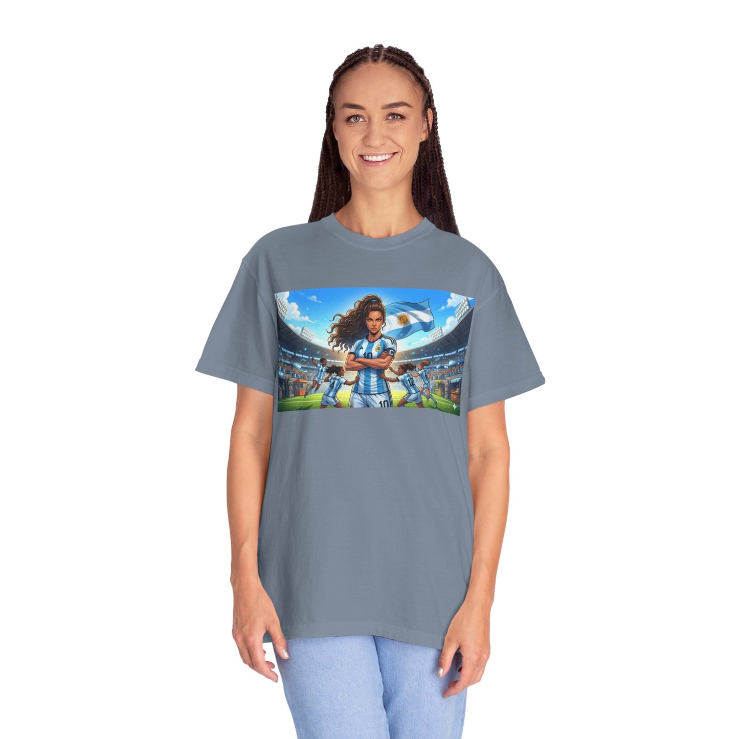 Argentina Soccer Heroine Stadium T-Shirt – Female Soccer Player Graphic Tee