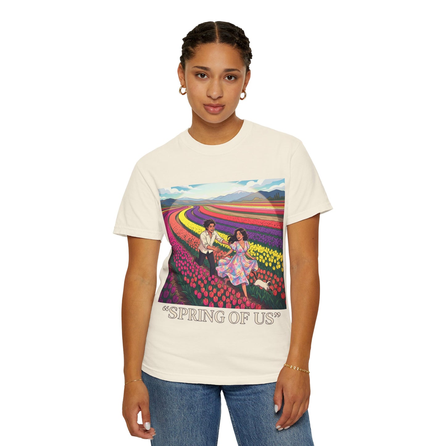 Spring of Us T-Shirt — Floral Field Vintage Couple Graphic Tee