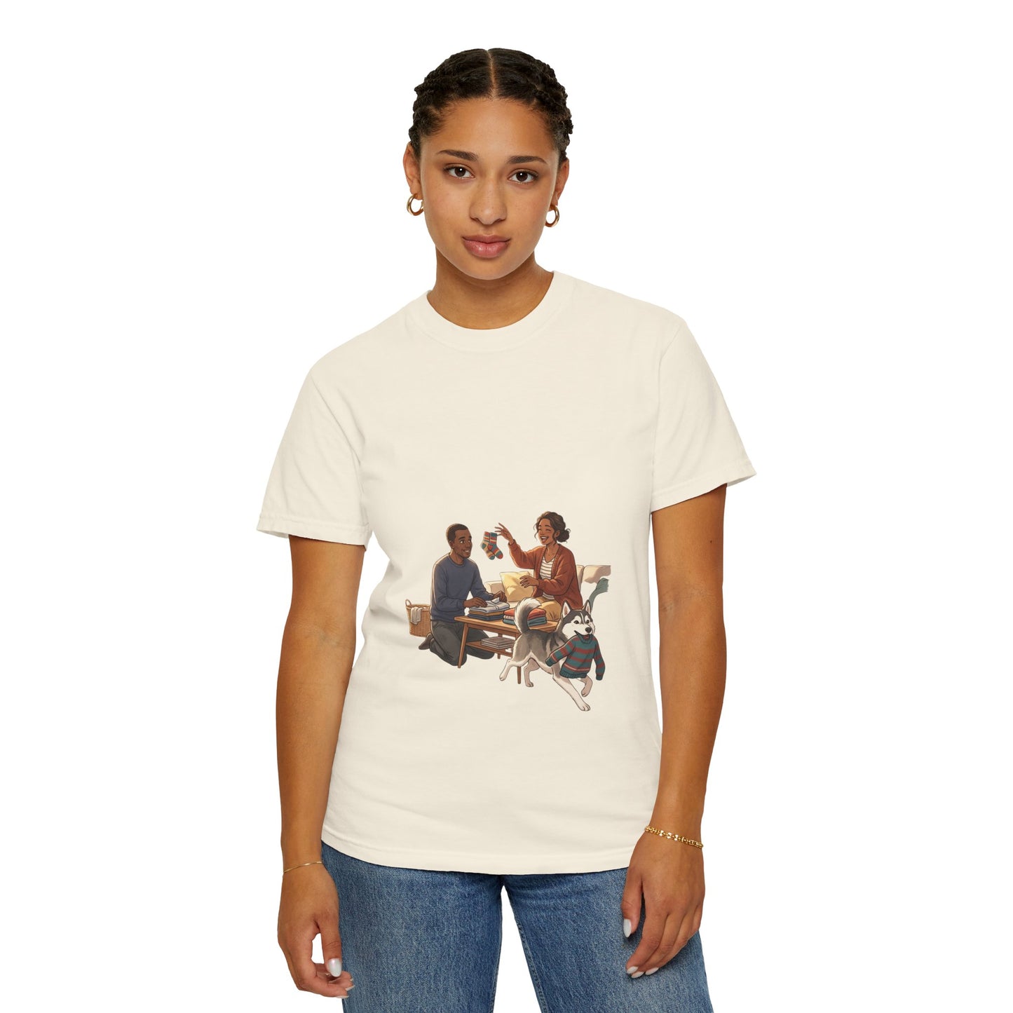 Picnic Cheers T-Shirt — Vintage Couple & Dog Illustration Tee