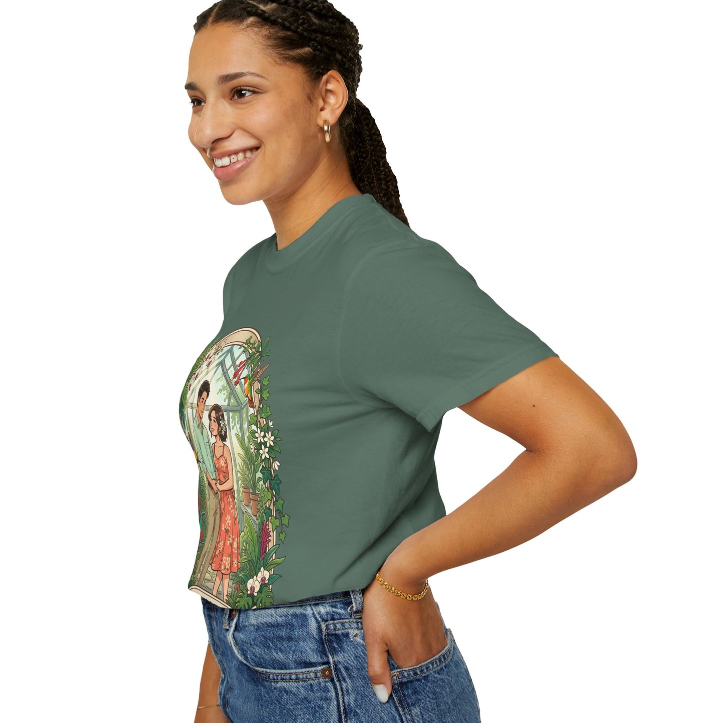 Romantic Greenhouse Couples T-Shirt — “Love Grows Where We Nurture It”