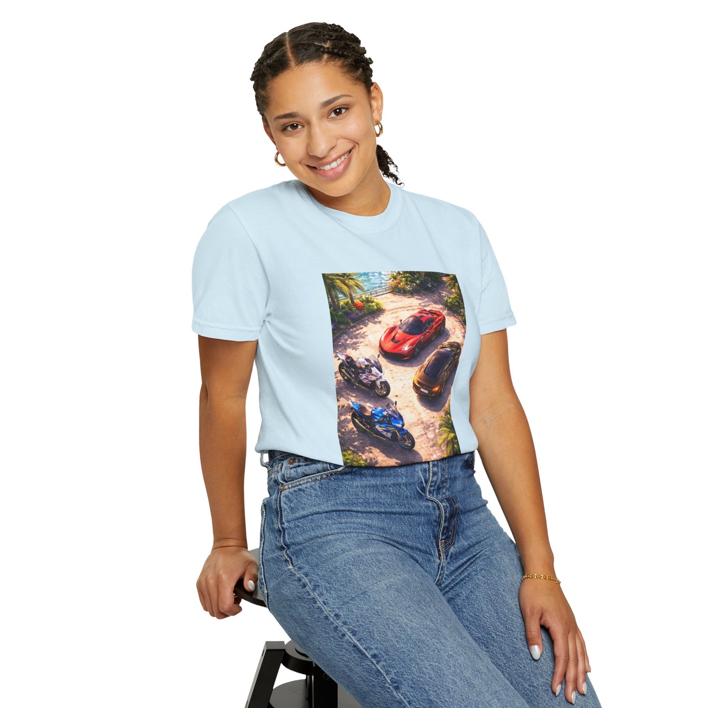 MULTI-VEHICLE - T-Shirt — Tropical Sports Cars & Motorbikes Print