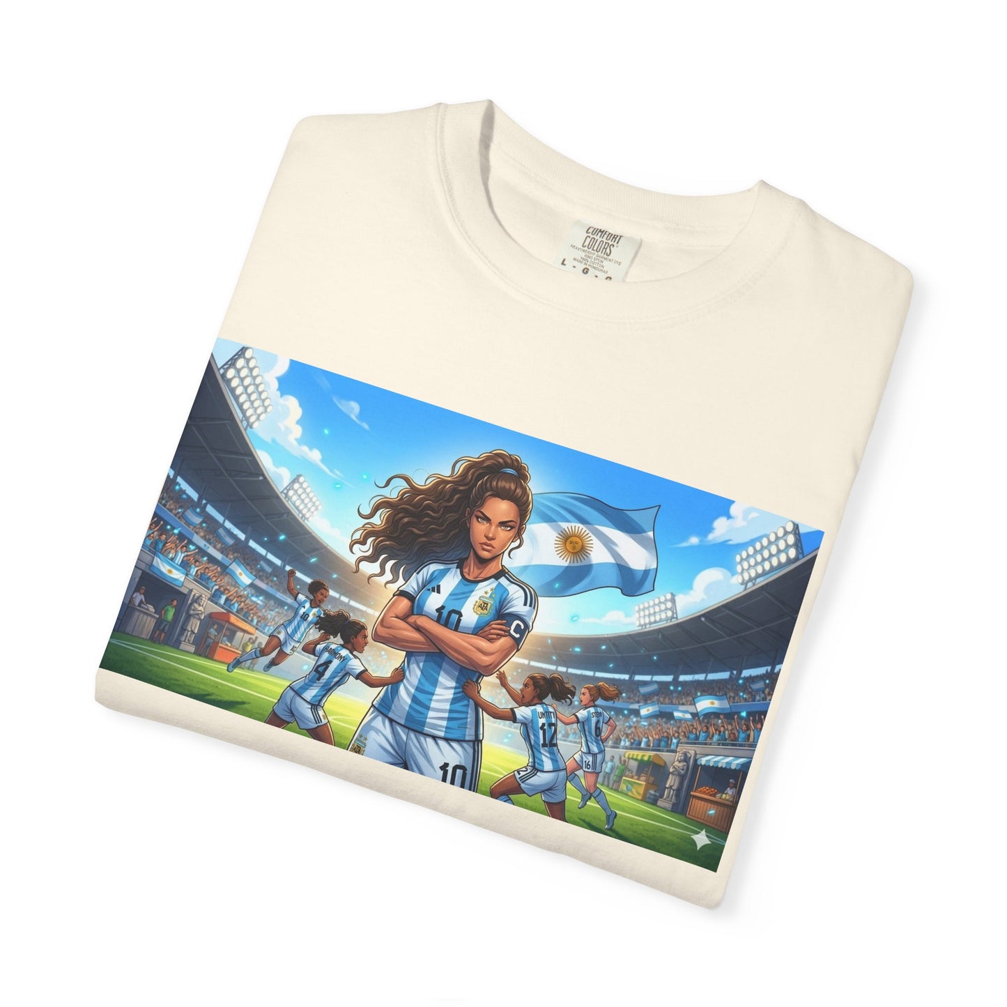 Argentina Soccer Heroine Stadium T-Shirt – Female Soccer Player Graphic Tee