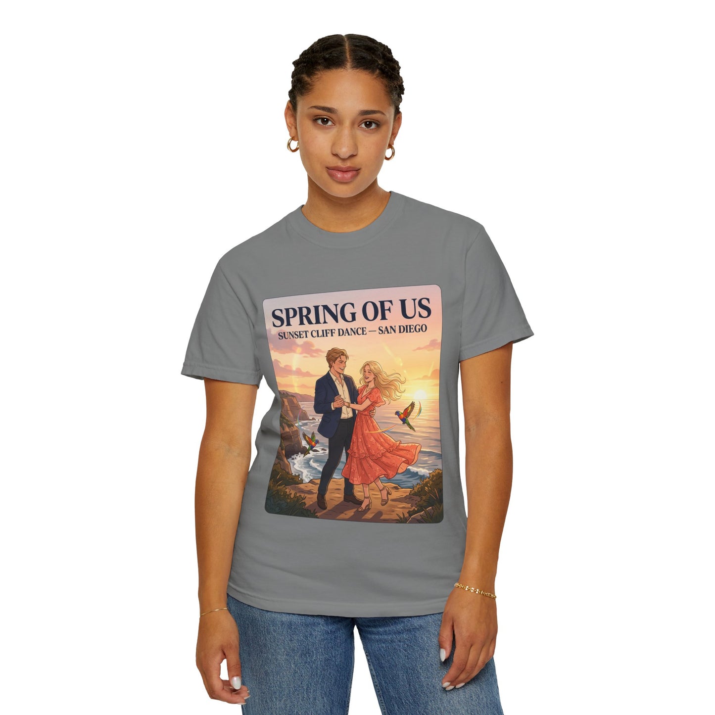 Spring of Us T‑Shirt — Sunset Cliff Dance San Diego Vintage Romance Tee