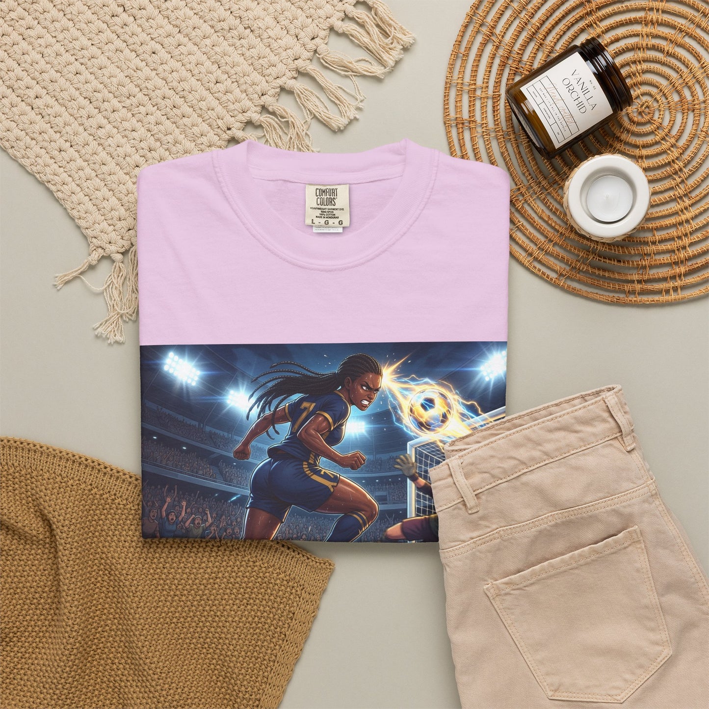 Soccer Duel Graphic T-Shirt — Futuristic Goalkeeper vs Striker Stadium Print