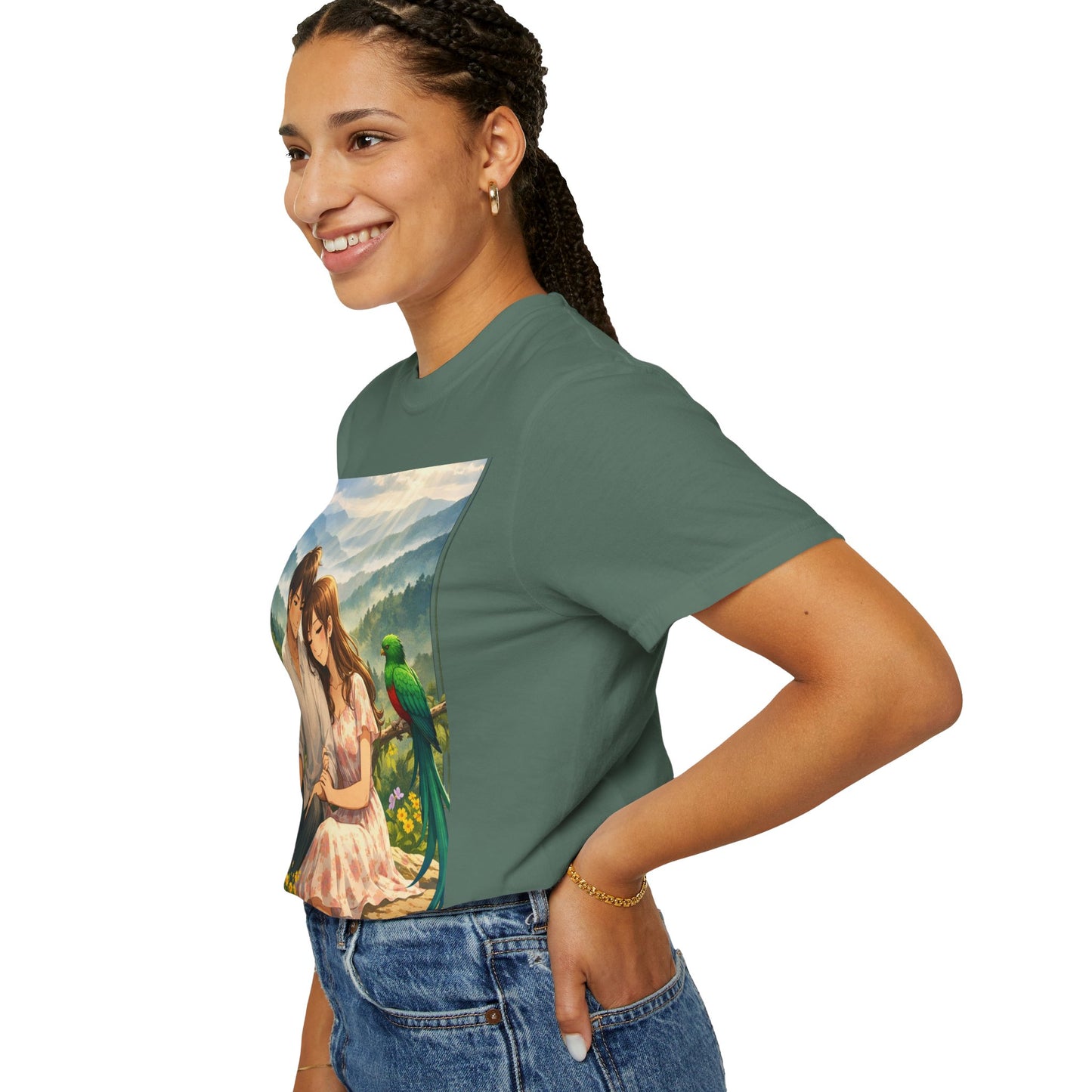 Romantic Anime Couple T-Shirt — Sunset Meadow Illustration