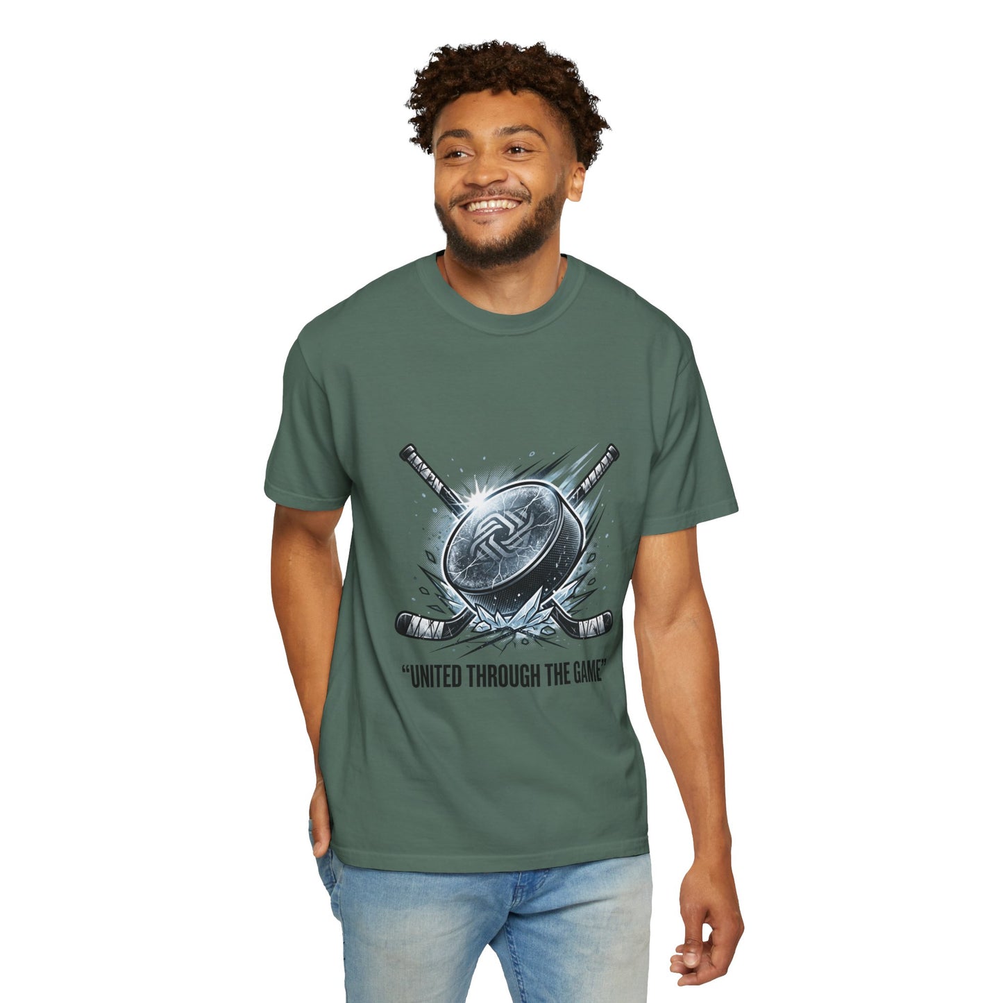 Hockey Graphic Tee — "United Through the Game" Team Spirit T-Shirt