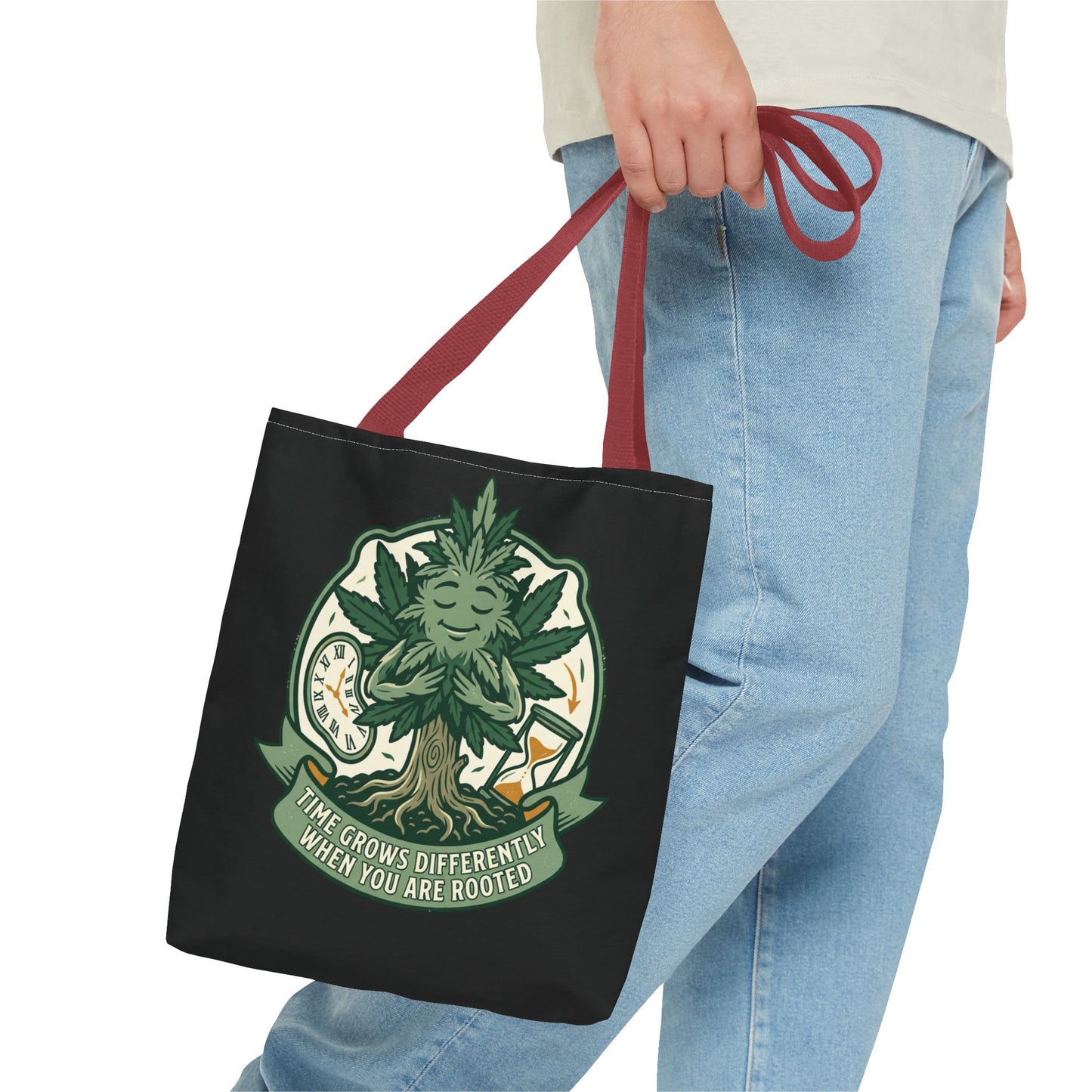 Rooted Tree Spirit Tote Bag — “Time Grows Different When You Are Rooted” Eco Tote