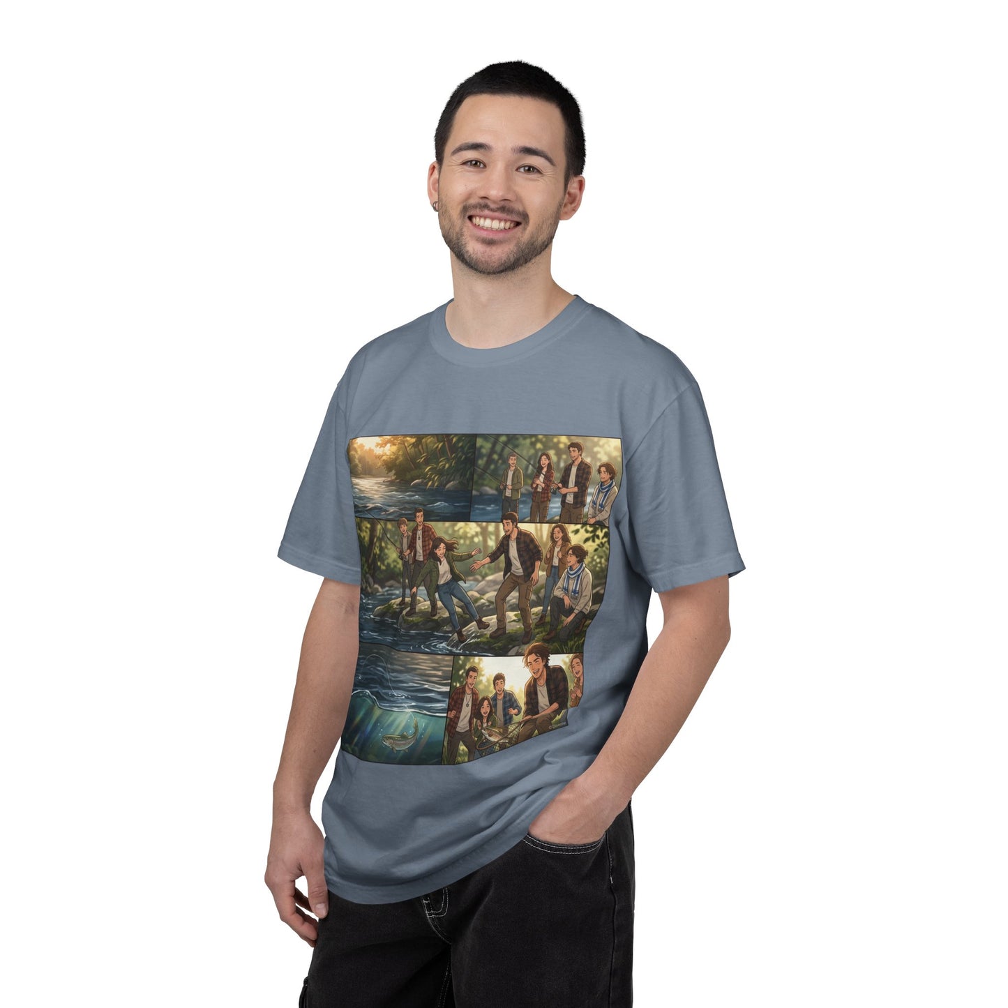 Band Photo Collage T-Shirt – Retro River Scene Crew Tee