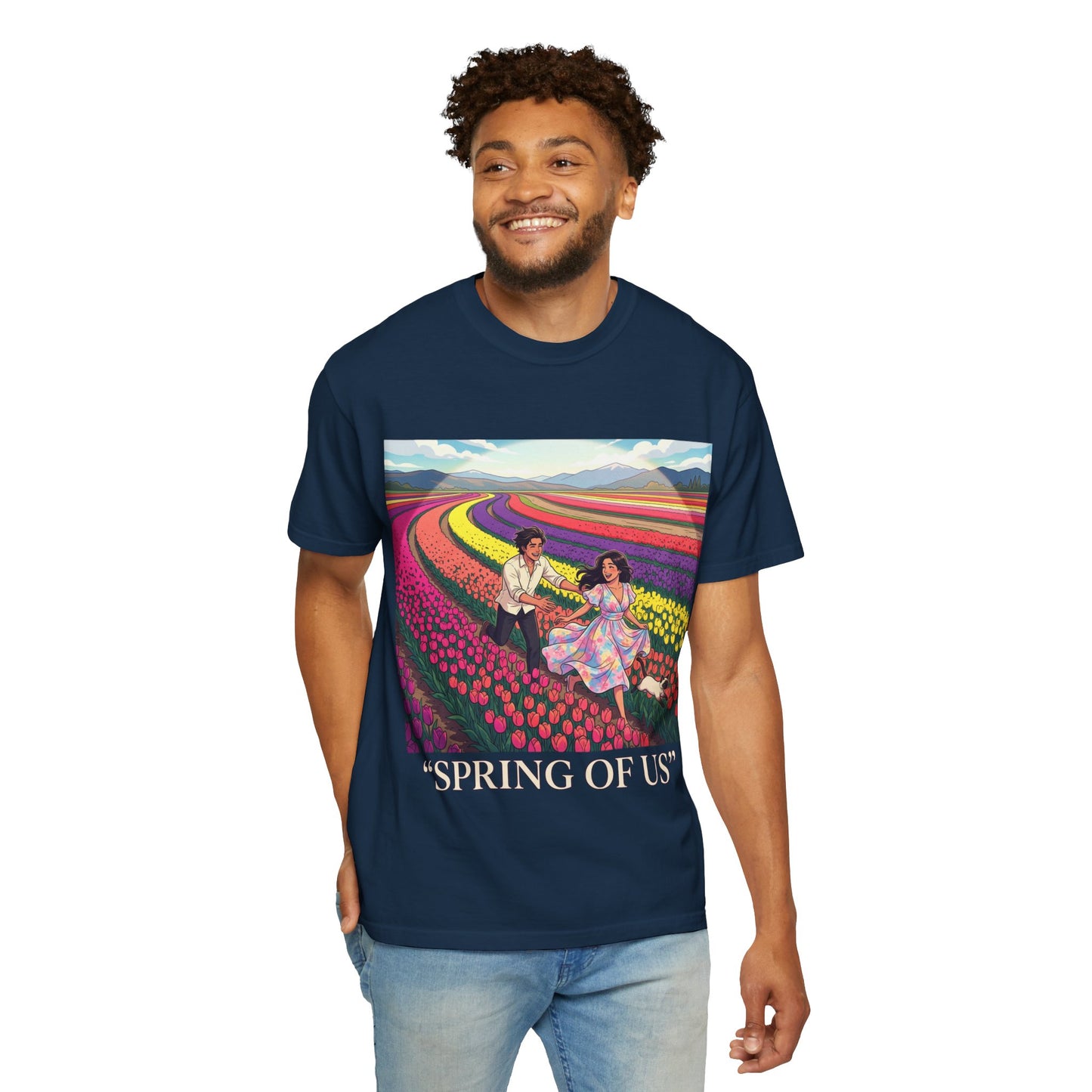 Spring of Us T-Shirt — Floral Field Vintage Couple Graphic Tee