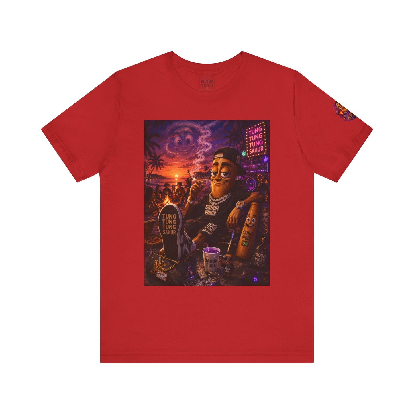 Tung Tung Tung Sahur Laid-Back Nightlife Graphic Tee — "Things Take Time" Urban Cartoon Design