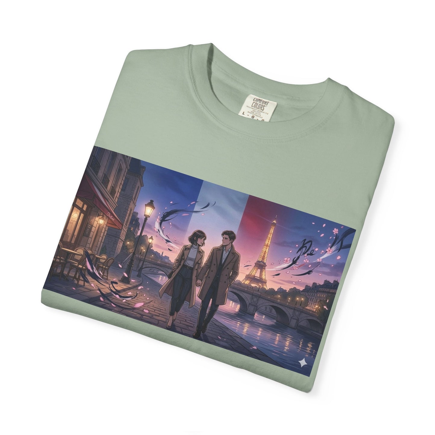 T-Shirt — Romantic City Night Stroll Illustration