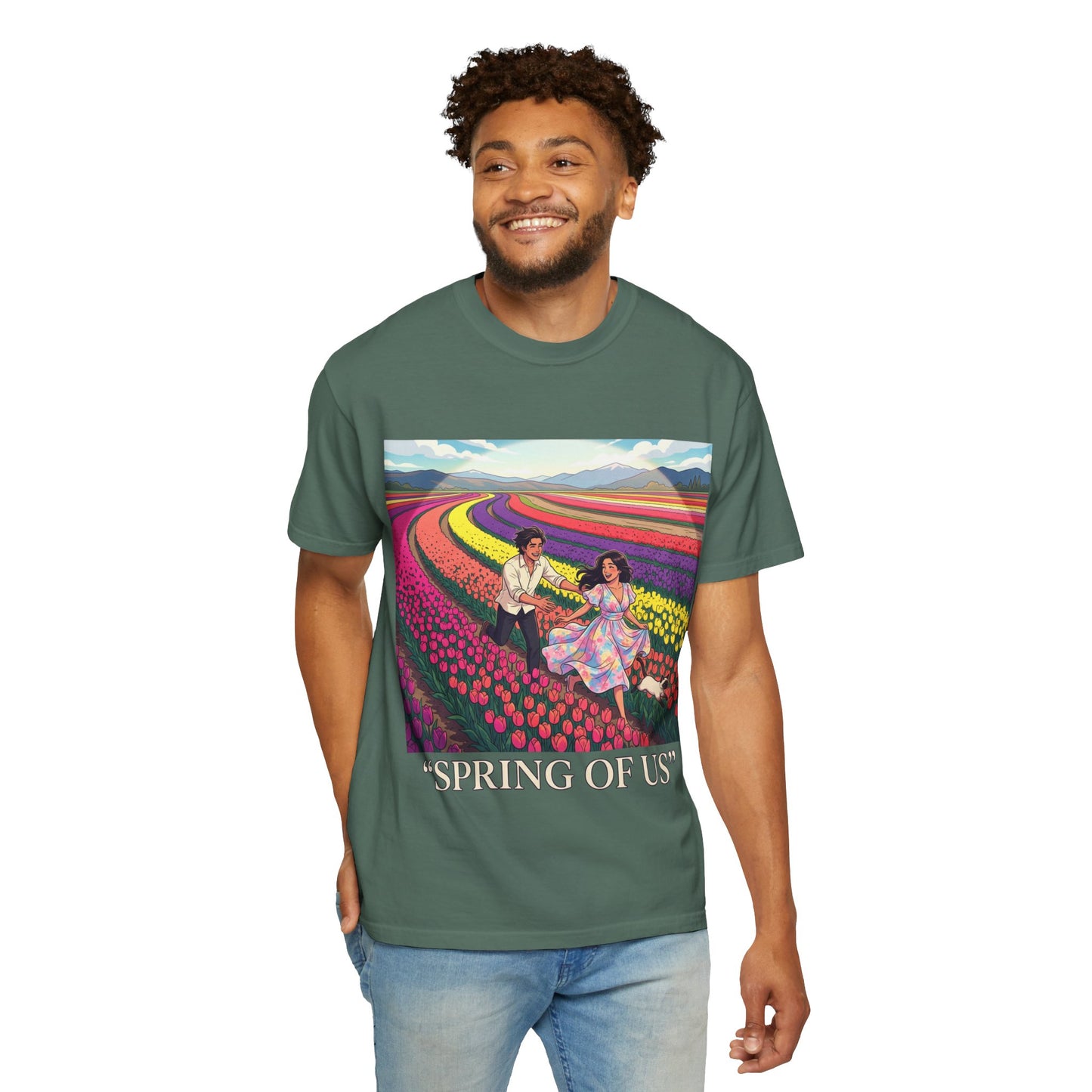 Spring of Us T-Shirt — Floral Field Vintage Couple Graphic Tee