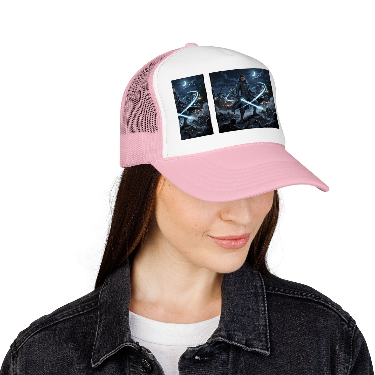 Trucker Hat — Neon Samurai Triptych Foam Trucker Cap