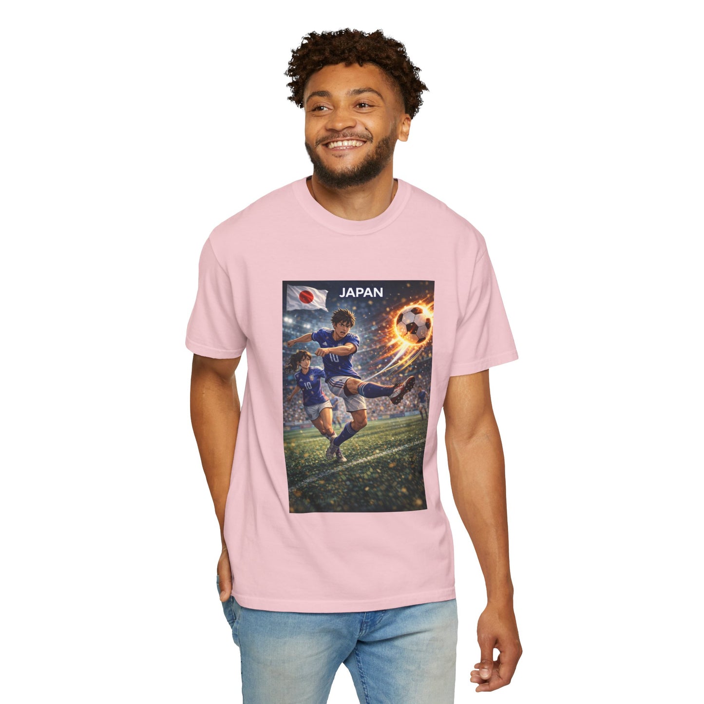 Japan Soccer Team Graphic T‑Shirt — Dynamic Football Players Design