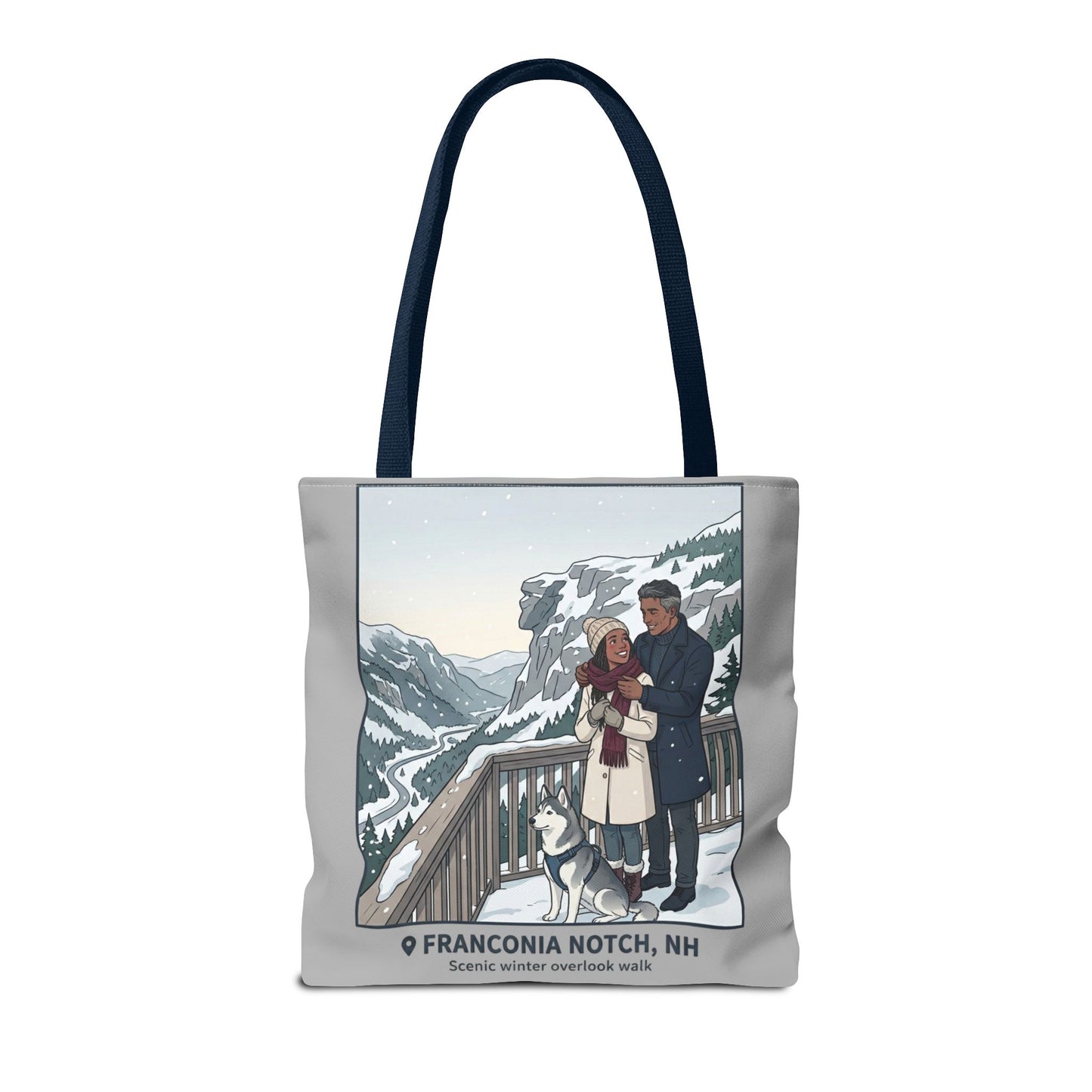 Franconia Notch Winter Couple Tote Bag — Scenic New Hampshire Snowy Overlook Tote