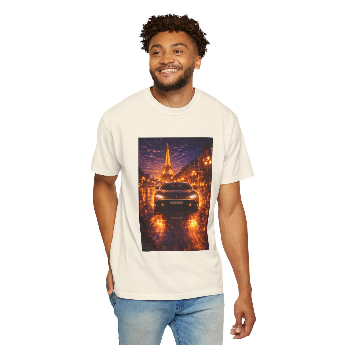 Paris Night Drive T-Shirt — Eiffel Tower Car Scene