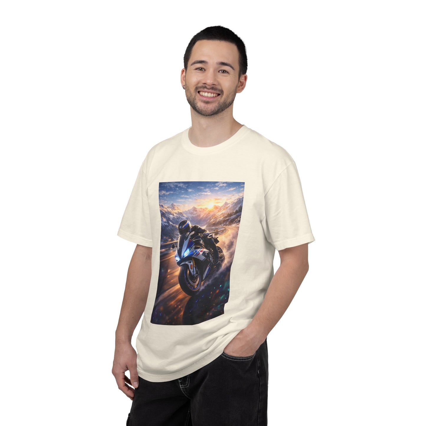 BMW S1000RR ALPINE GHOST RIDE - T‑Shirt — Sportbike Skyline Graphic Tee