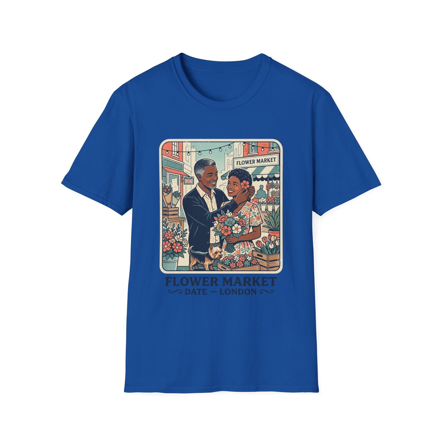 Flower Market Date — London T-Shirt — Retro Couple Floral Market Graphic Tee