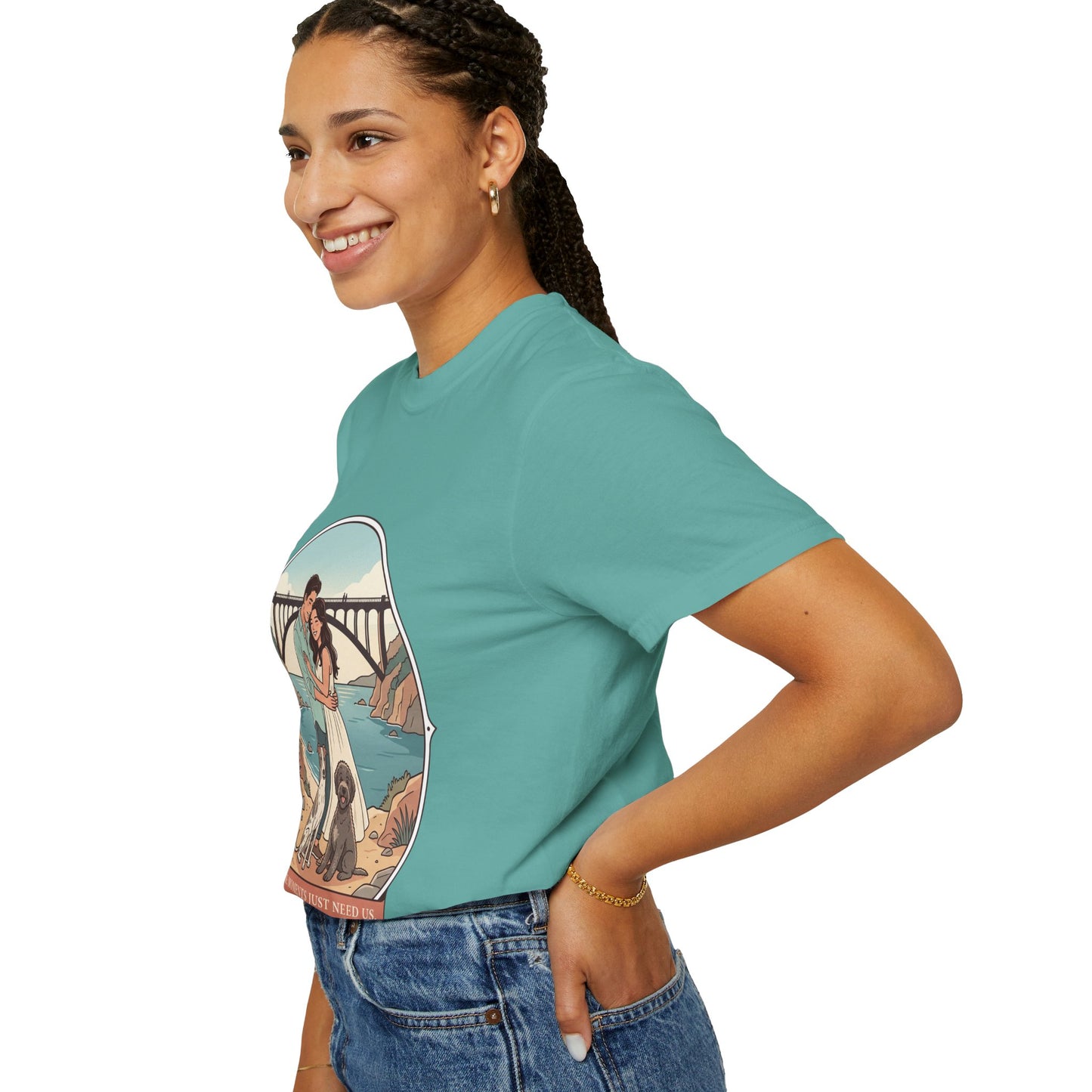 T-Shirt — Romantic Coastal Couples Tee “Some Moments Are Forever” with Dogs