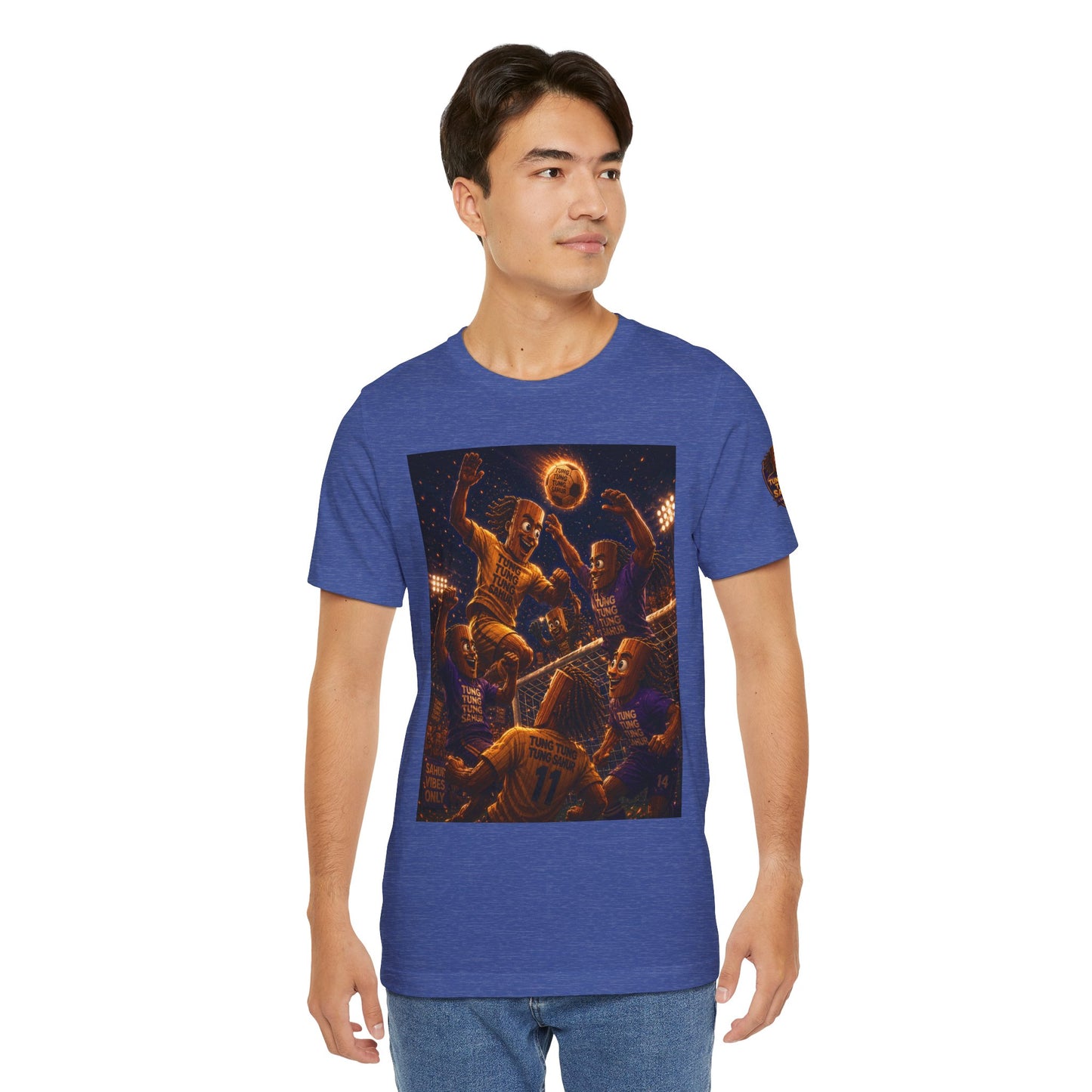 Tung Tung Tung Sahur Header Goal Soccer Action Graphic Tee — Team Court Night Design