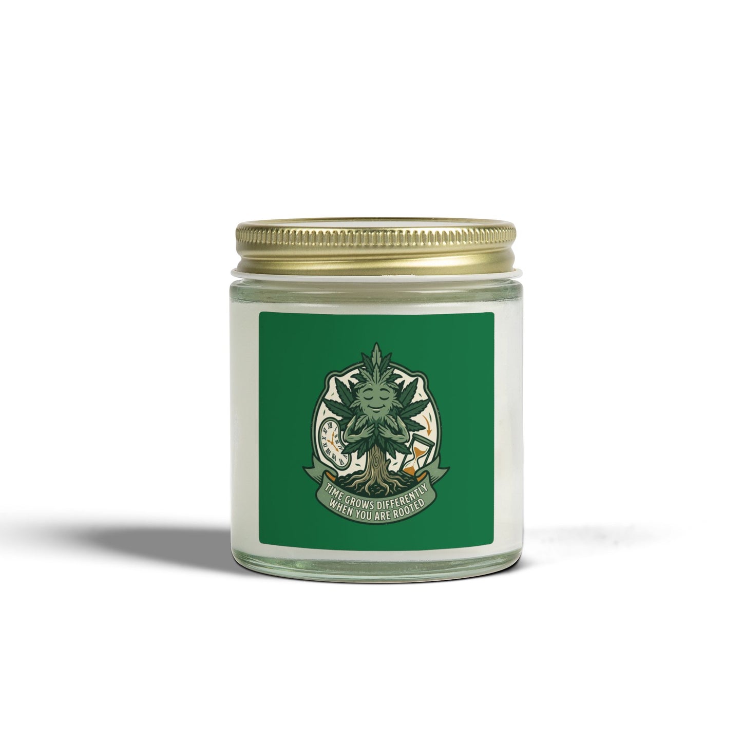 Coconut Apricot Scented Candle — Green Herbal Crest (4oz & 9oz)