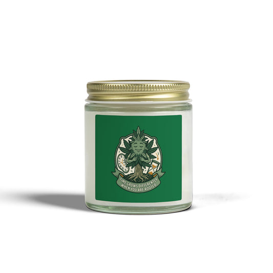 Coconut Apricot Scented Candle — Green Herbal Crest (4oz & 9oz)