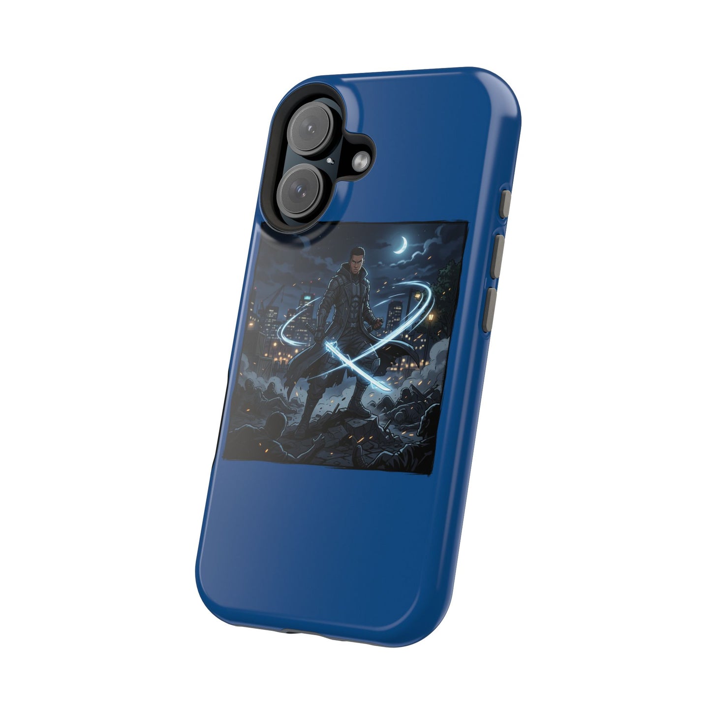 Magnetic Impact-Resistant Phone Case — Night Warrior Sci‑Fi Design