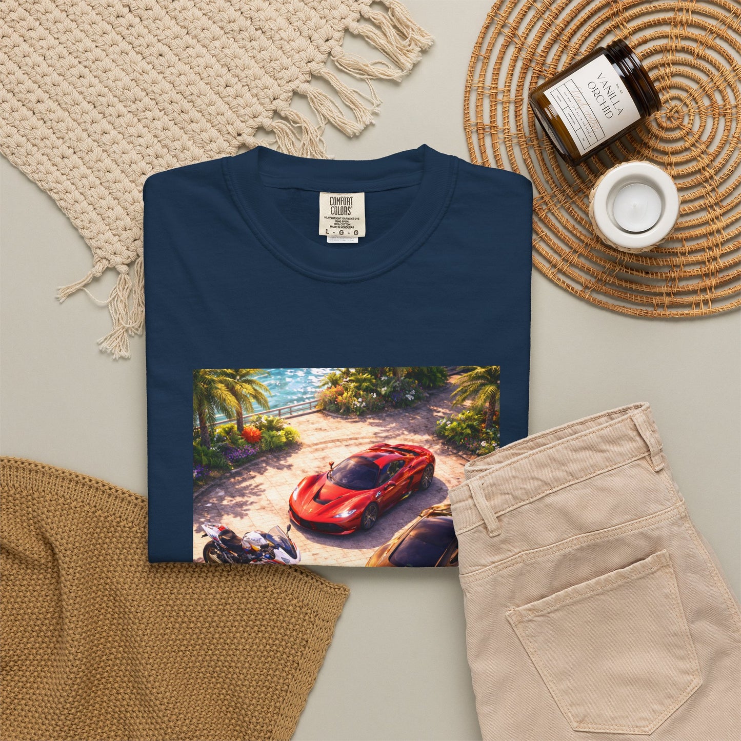 MULTI-VEHICLE - T-Shirt — Tropical Sports Cars & Motorbikes Print