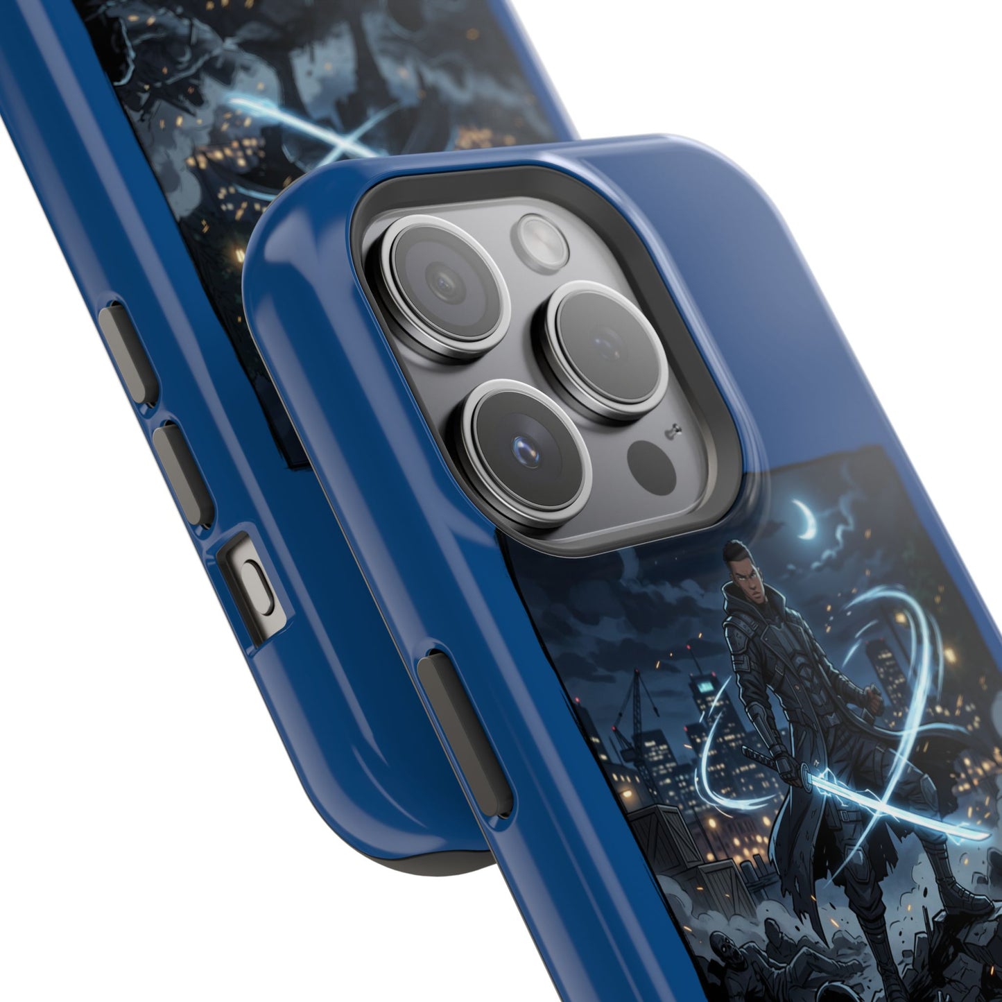 Magnetic Impact-Resistant Phone Case — Night Warrior Sci‑Fi Design