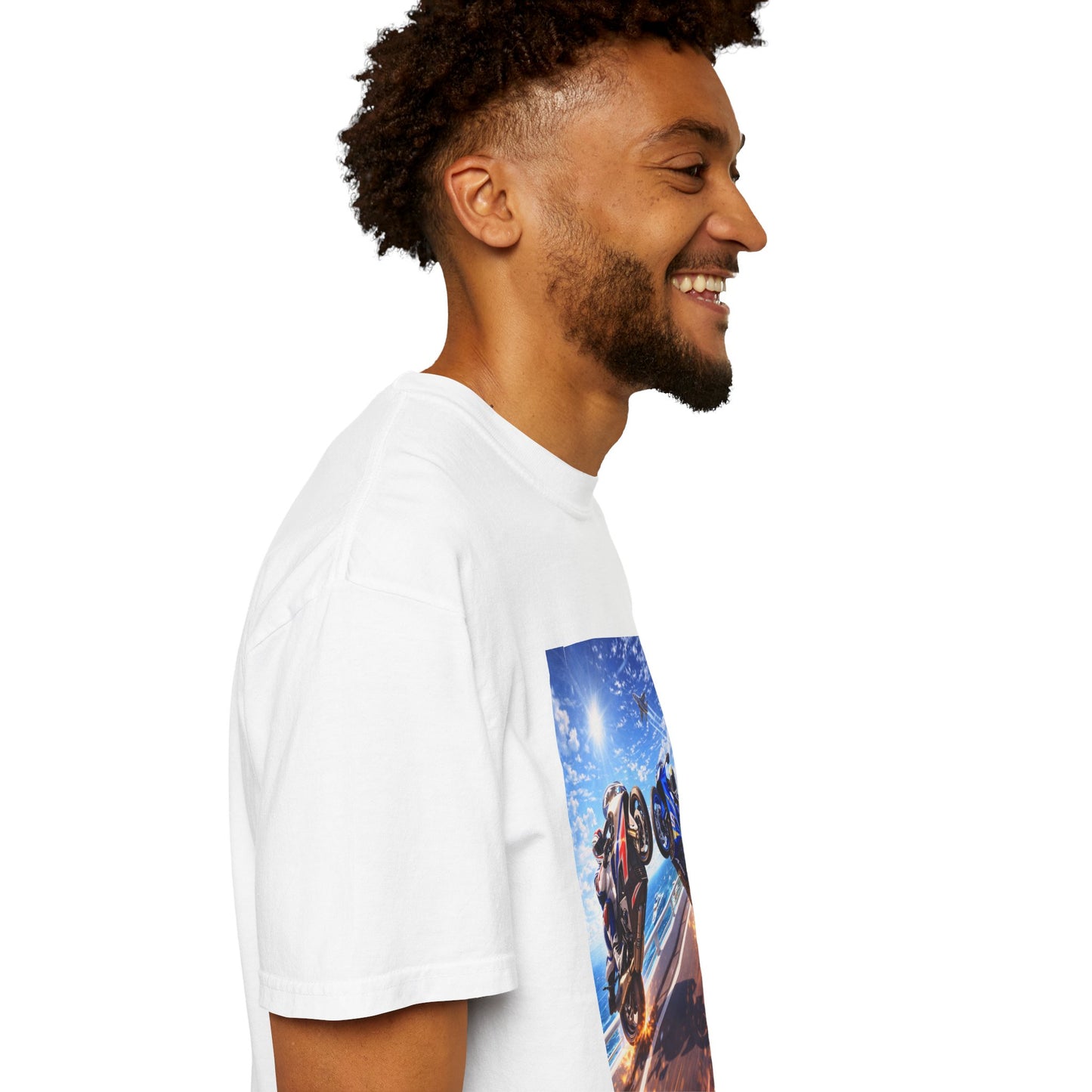 Stunt Riders Motorcycle T-Shirt — Two Bike Wheelie Racing Graphic Tee