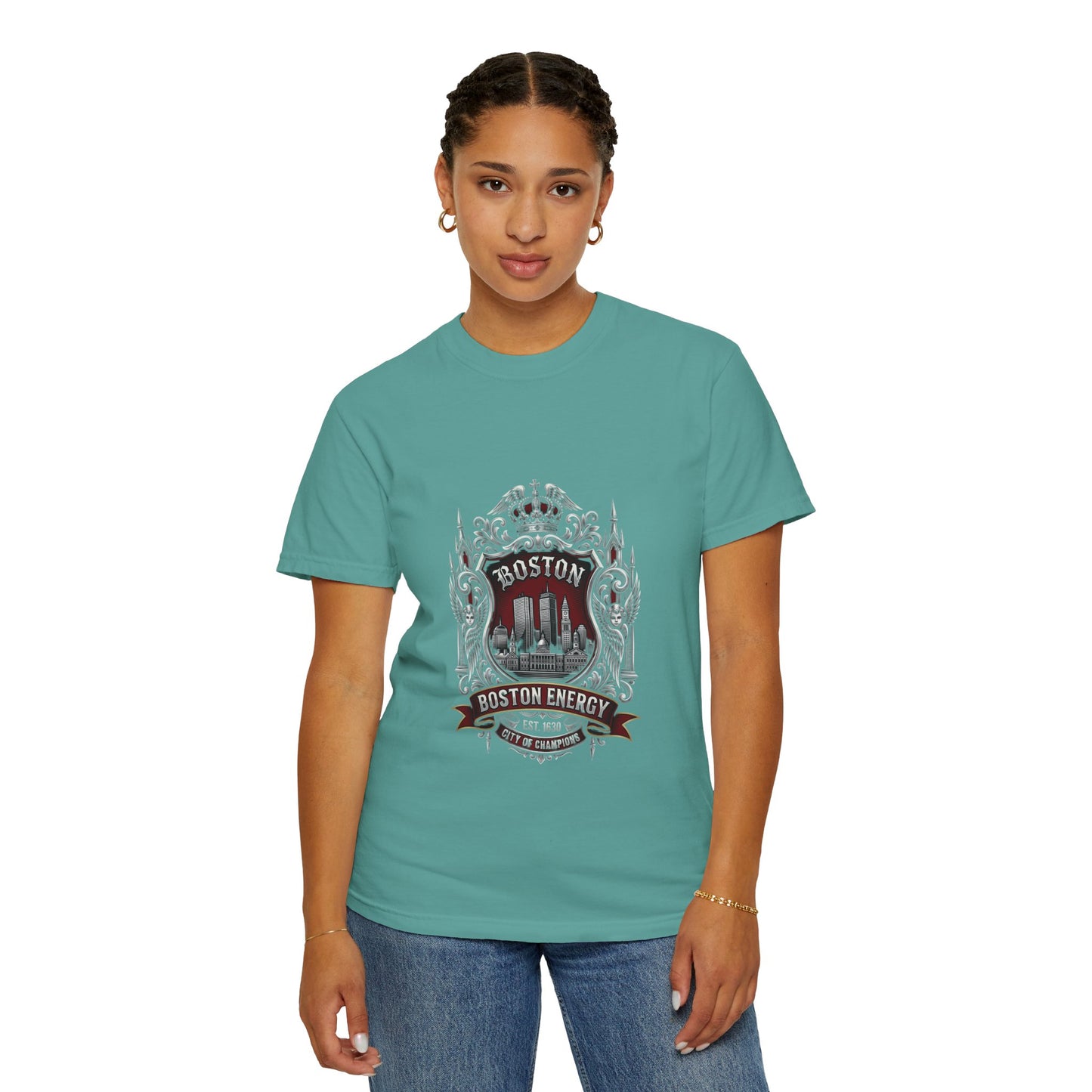Boston Energy Vintage Crest T-Shirt — Retro City Skyline Tee