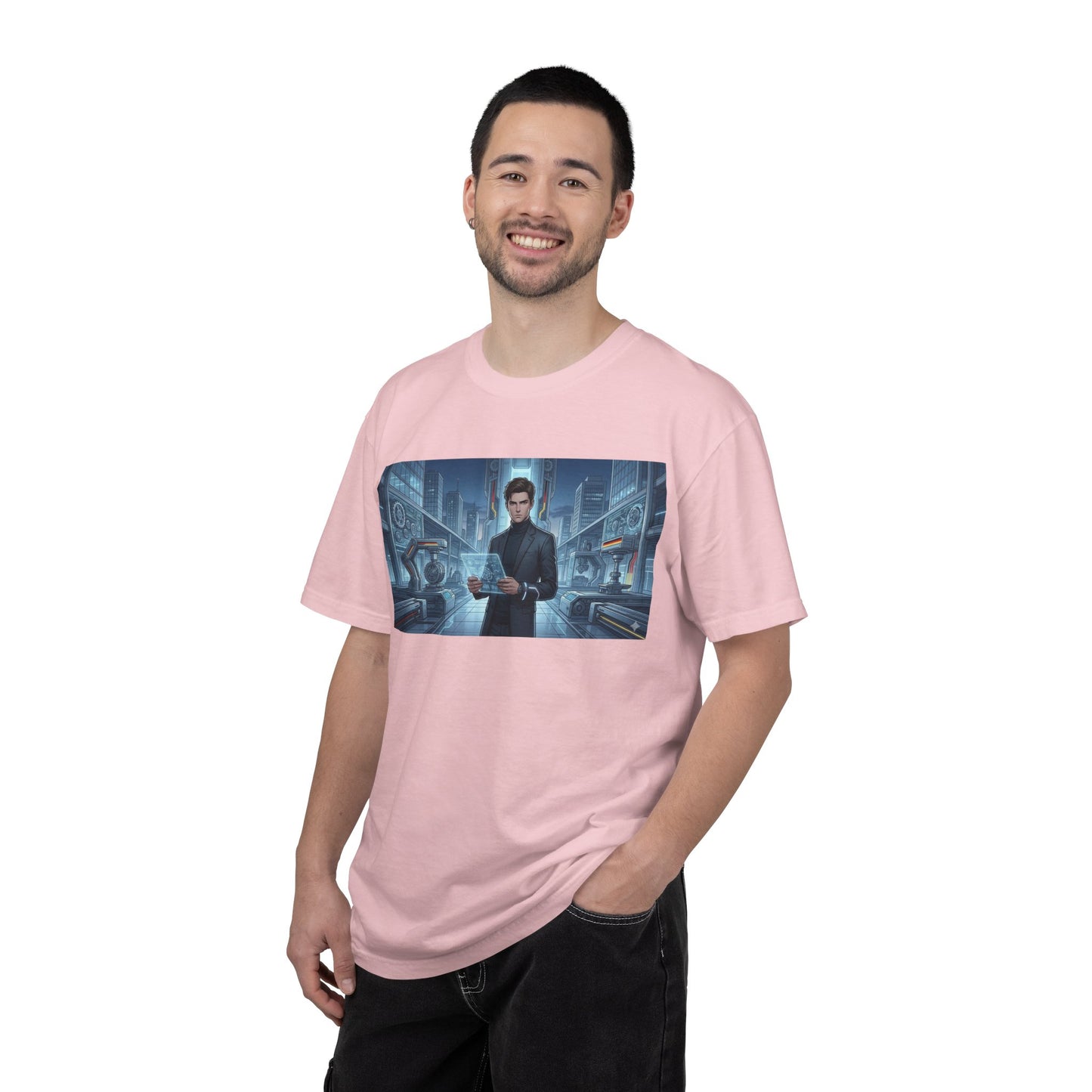 Cyberpunk Detective T-Shirt — Futuristic Noir Cityscape Graphic Tee
