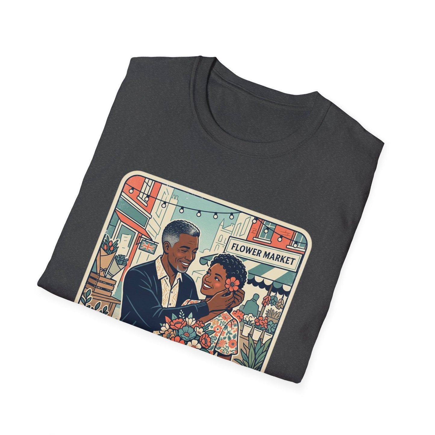 Flower Market Date — London T-Shirt — Retro Couple Floral Market Graphic Tee