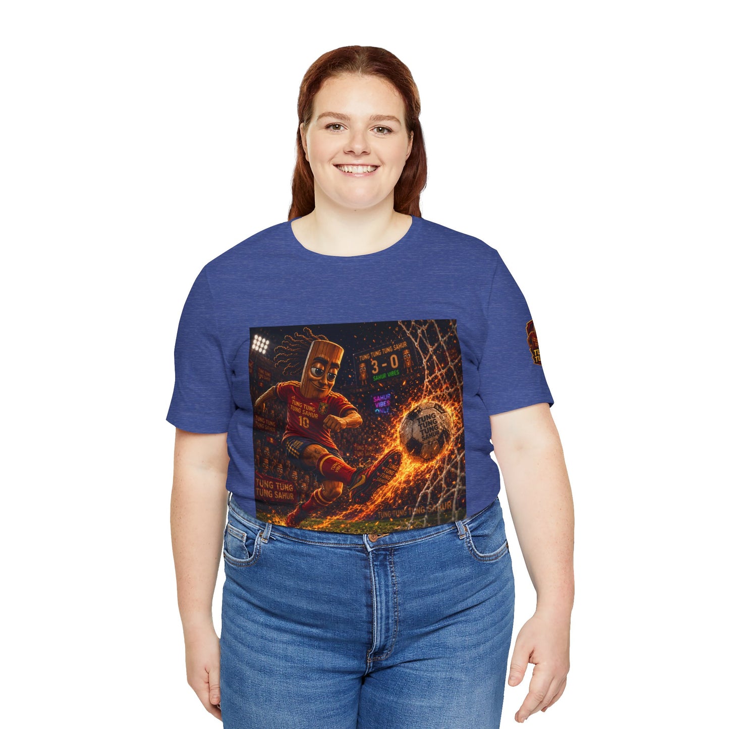 Tung Tung Tung Sahur Soccer Kick Firestorm Graphic Tee — ‘Goal’ Animated Kick Design