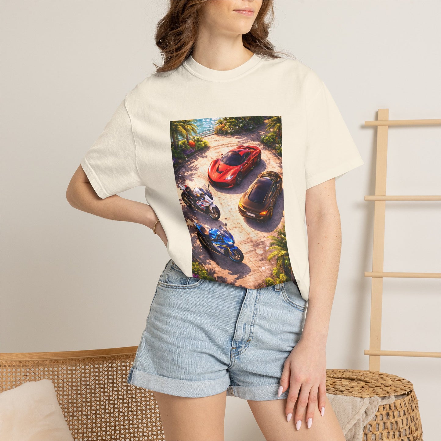 MULTI-VEHICLE - T-Shirt — Tropical Sports Cars & Motorbikes Print