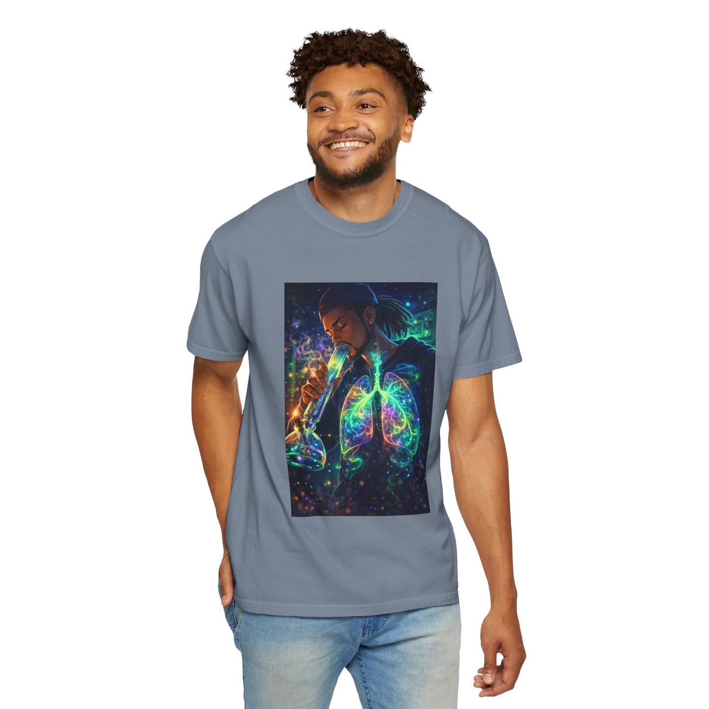 Cosmic Lungs T-Shirt — Neon Anatomical Art Tee
