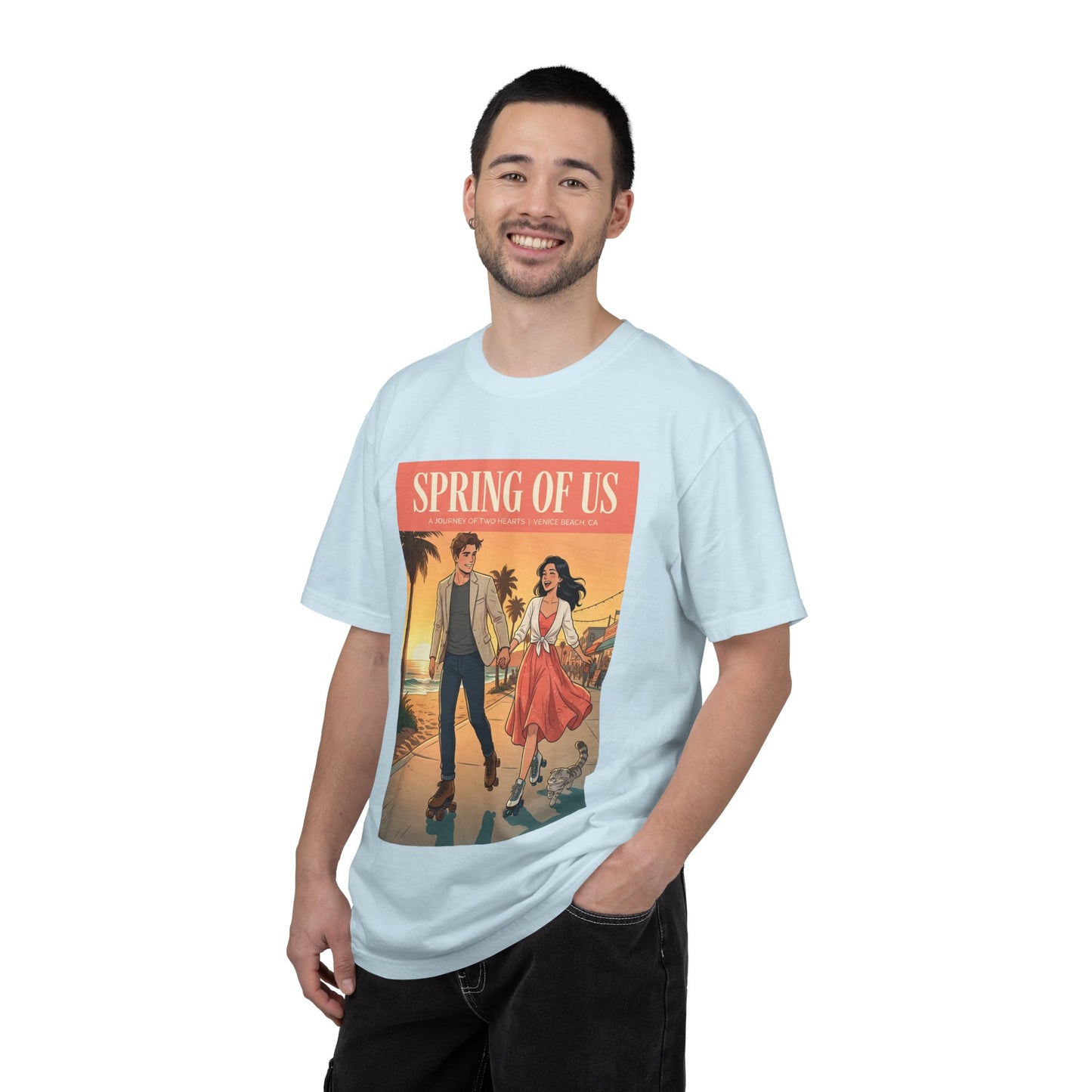 Spring of Us T-Shirt — Vintage Romantic Beach Couple Graphic Tee