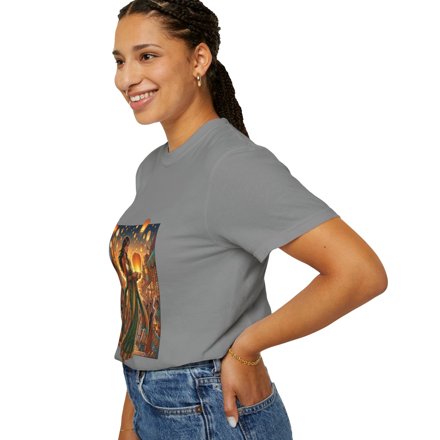 Diwali Lantern Festival T-Shirt — Indian Dancer with Floating Sky Lanterns